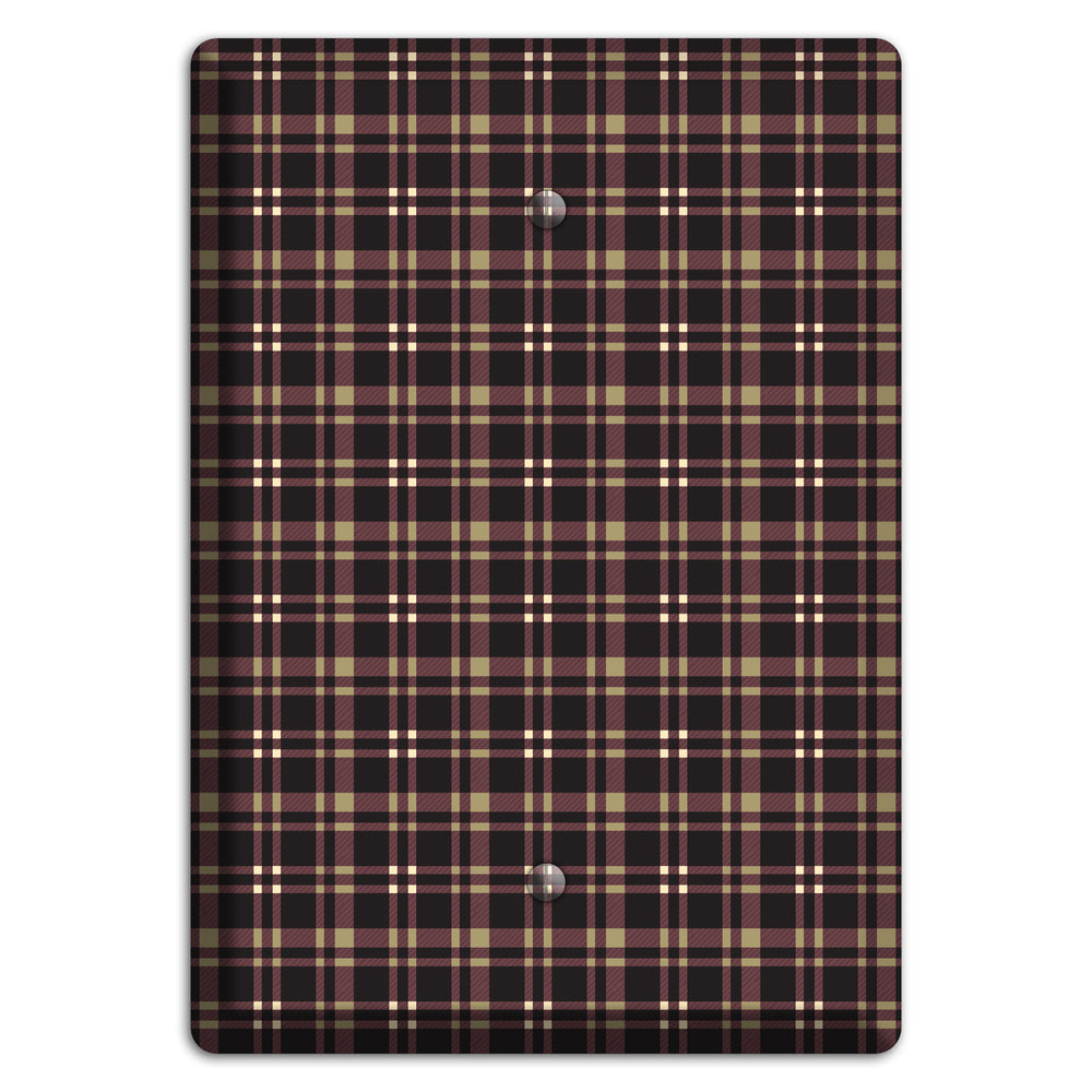 Dark Brown Plaid Blank Wallplate