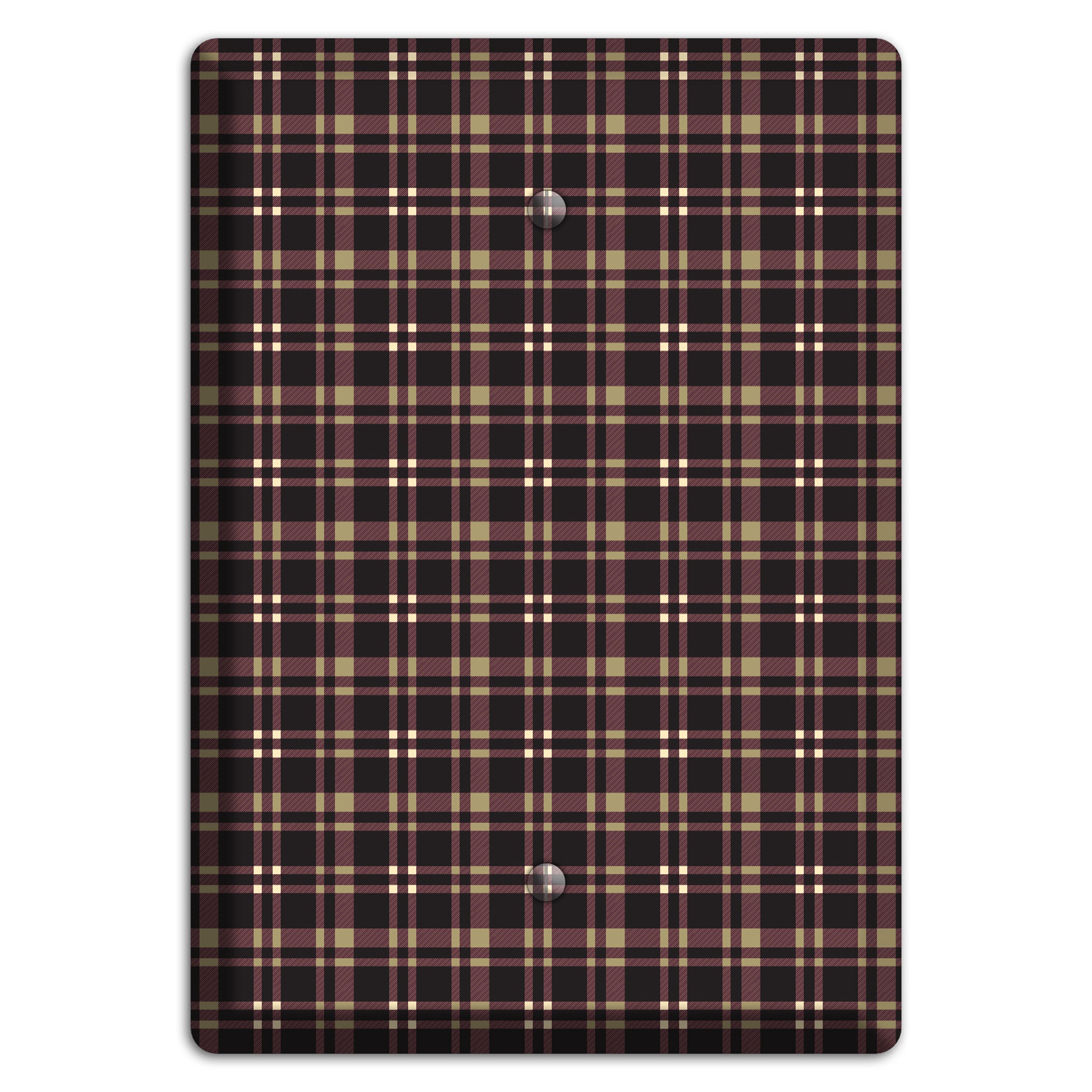 Dark Brown Plaid Blank Wallplate