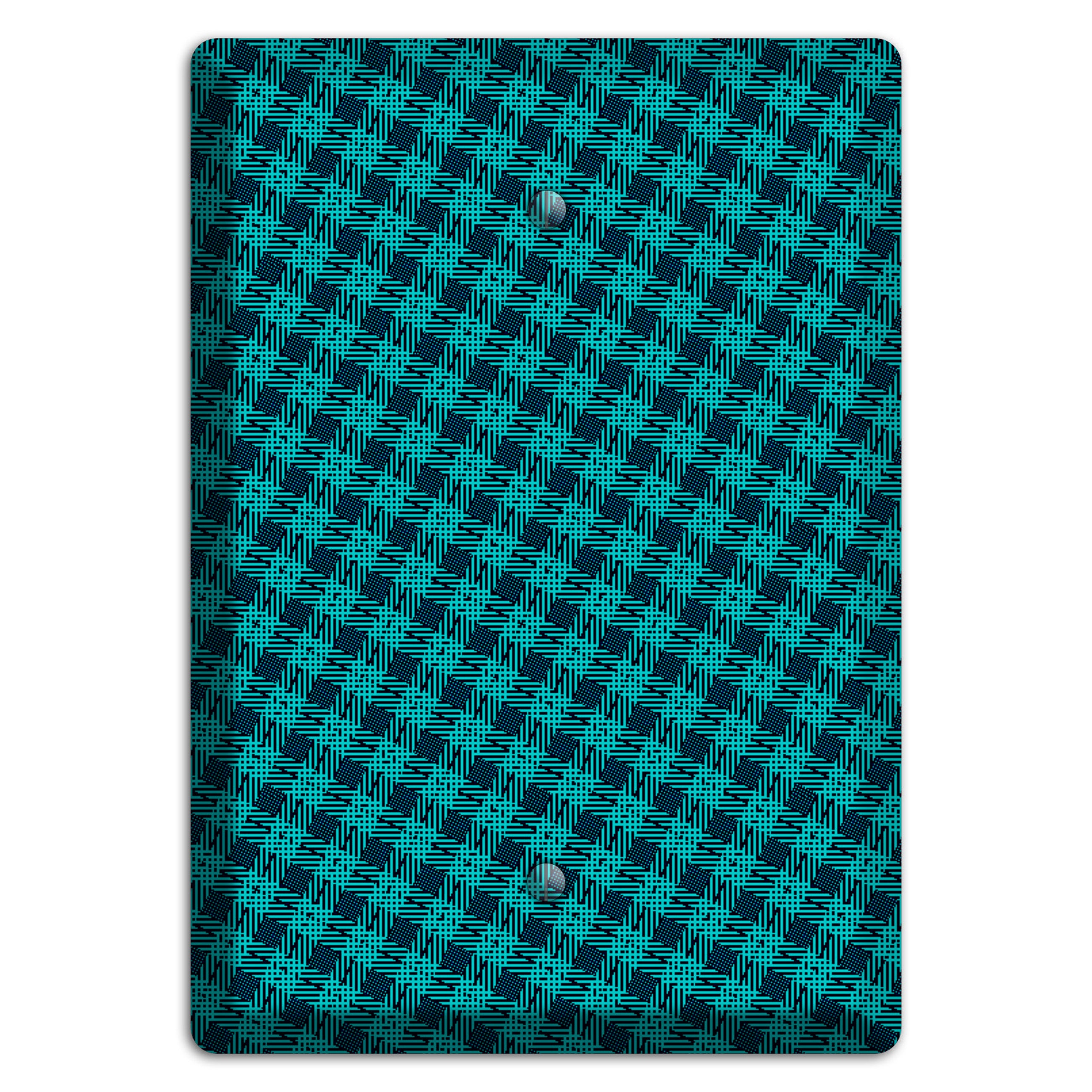 Turquoise Diamond Plaid Blank Wallplate