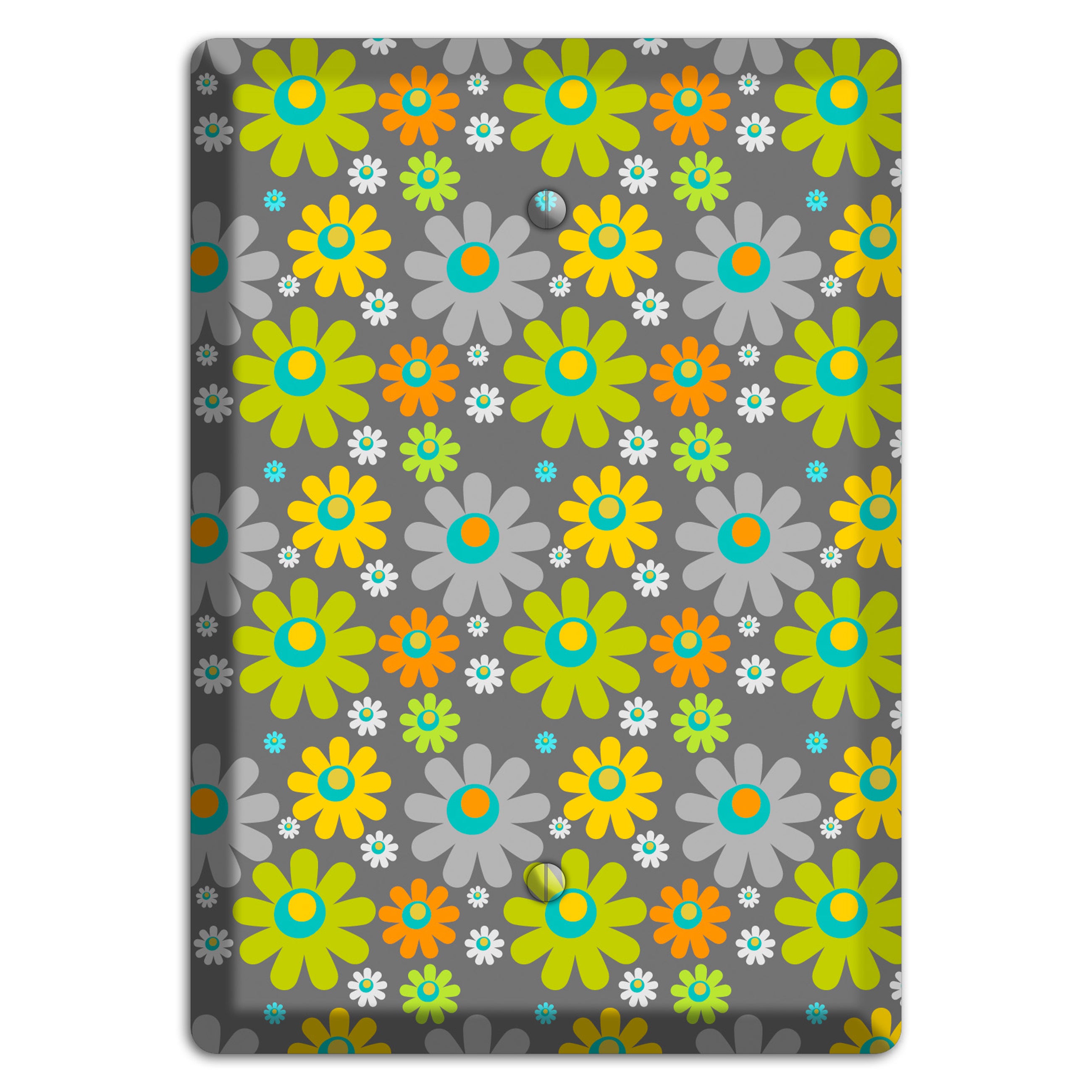 Grey and Yellow Flower Power Blank Wallplate