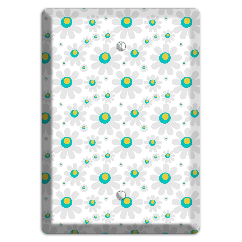 White and Green Flower Power Blank Wallplate