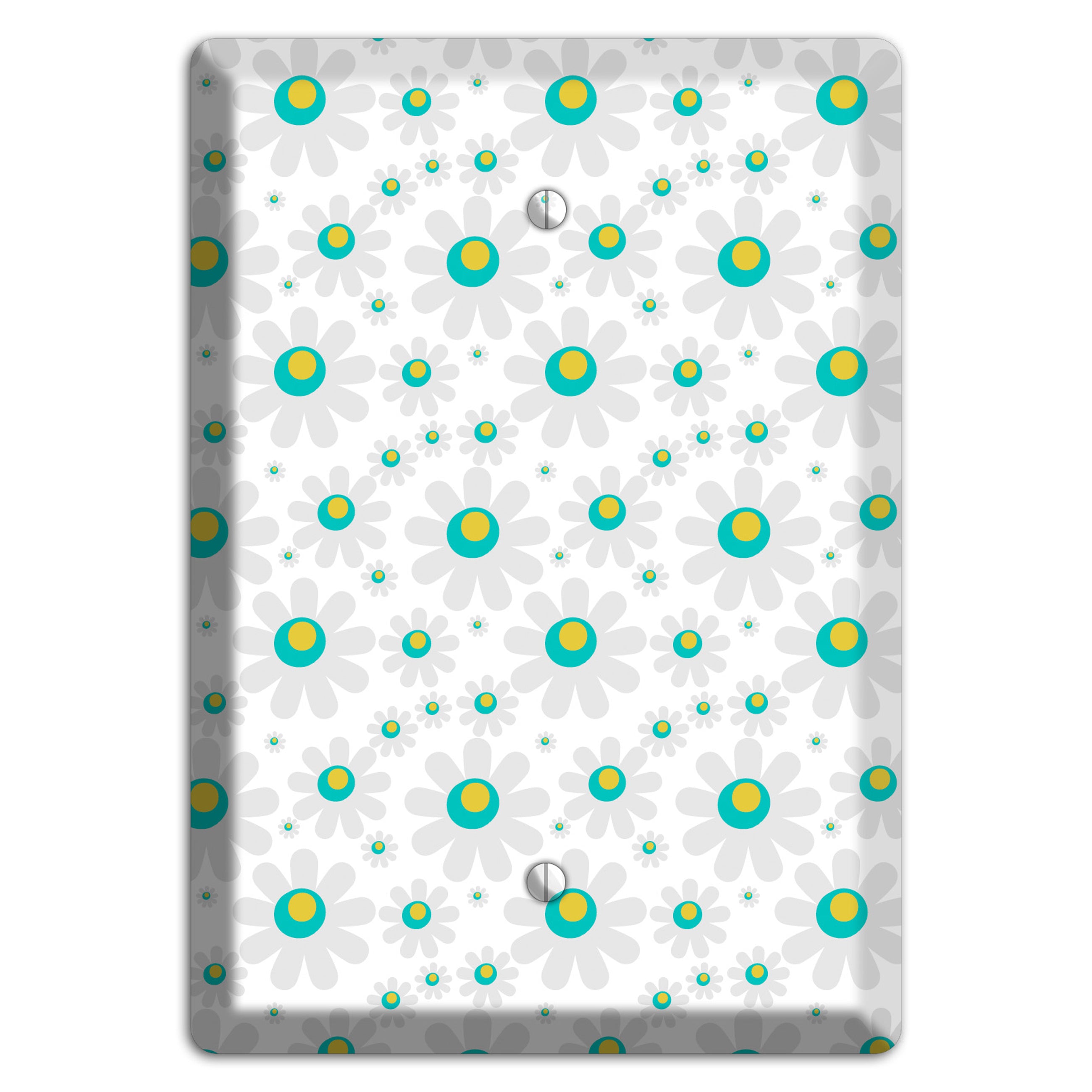 White and Green Flower Power Blank Wallplate