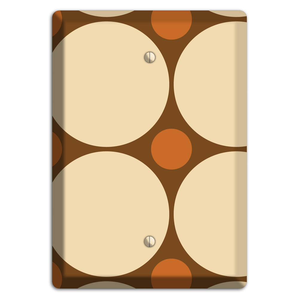 Brown with Beige and Umber Multi Tiled Large Dots Blank Wallplate