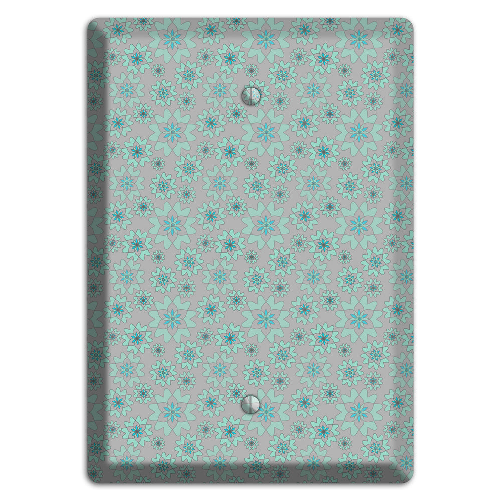 Grey with Tiny Aqua Retro Suzani Blank Wallplate