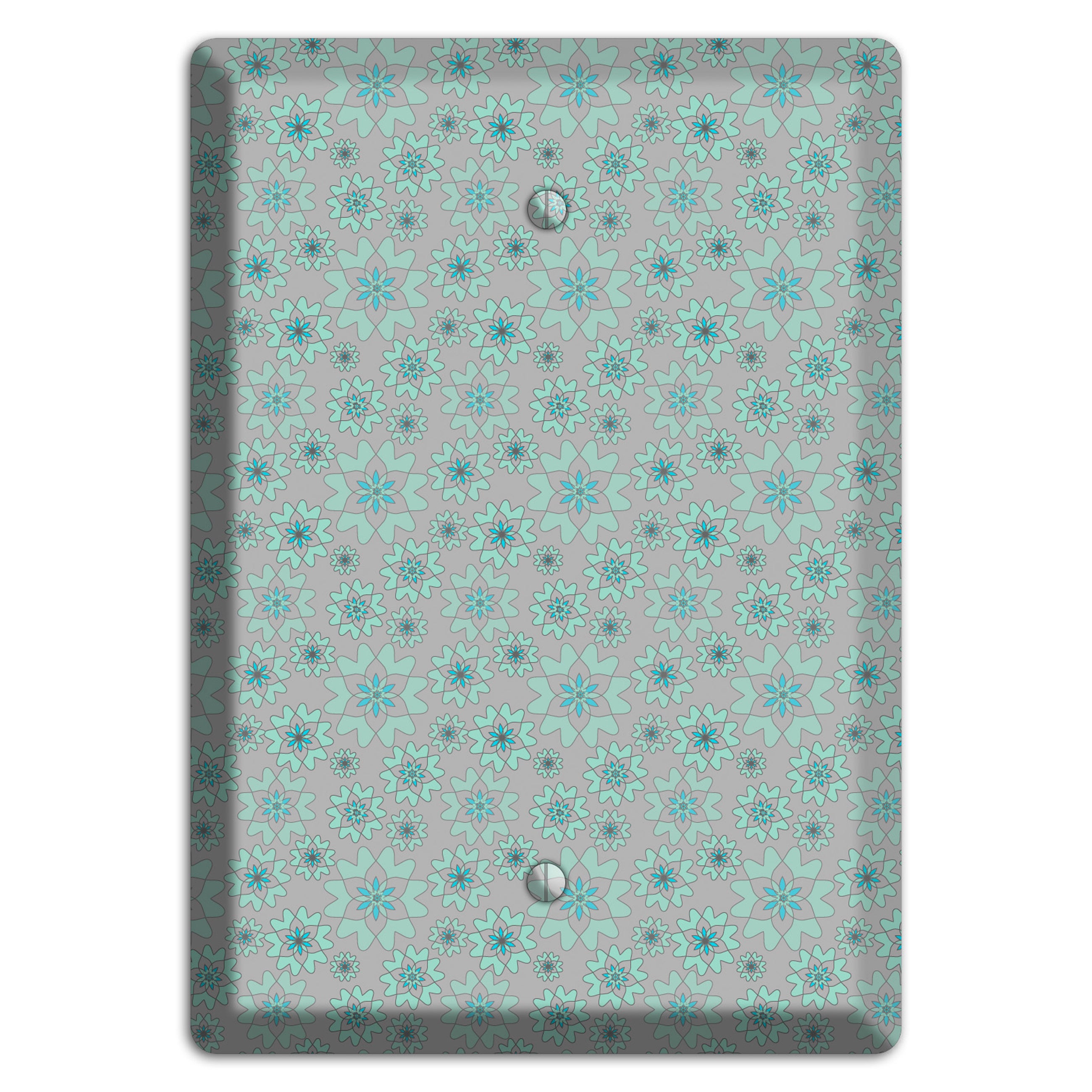 Grey with Tiny Aqua Retro Suzani Blank Wallplate