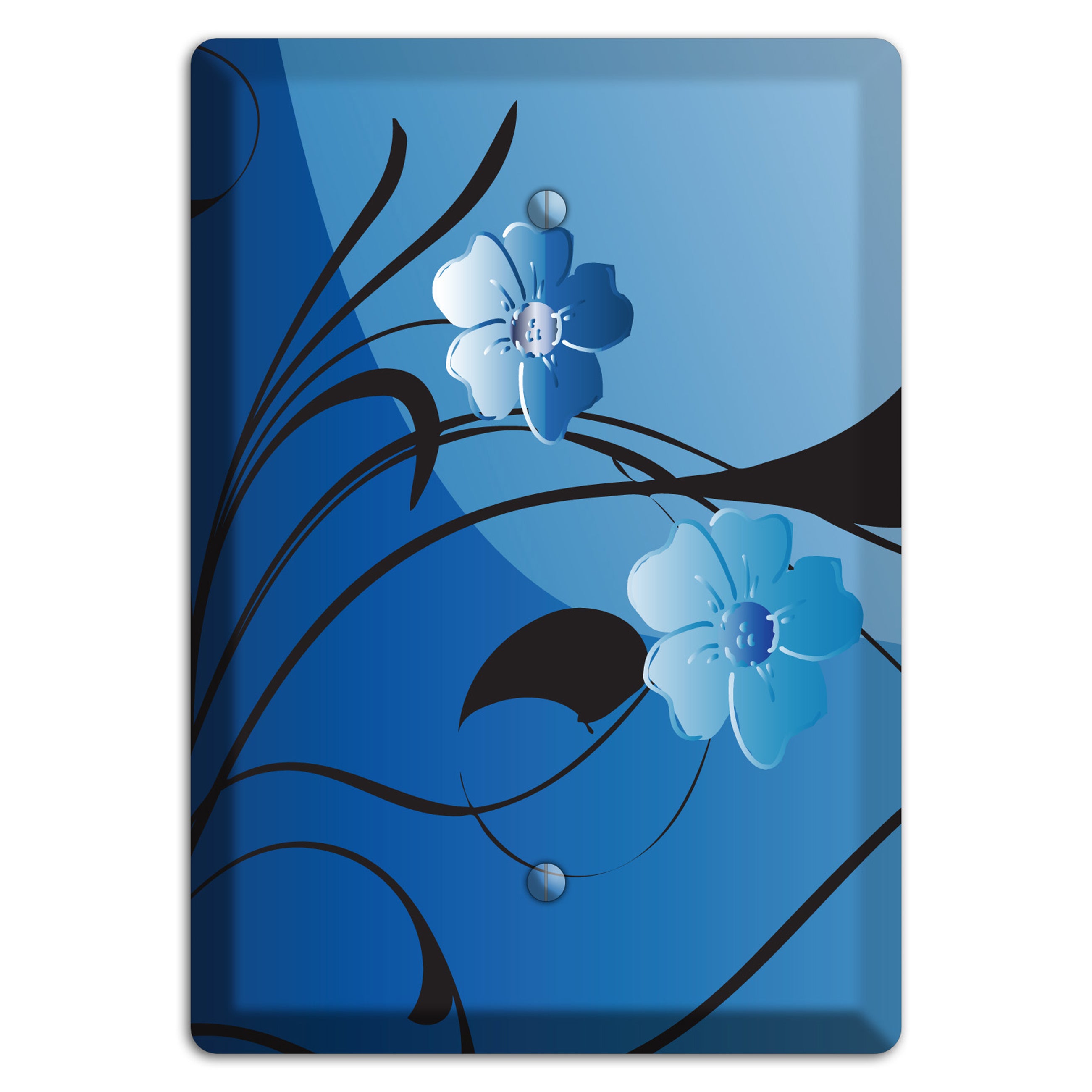 Blue Floral Sprig Blank Wallplate