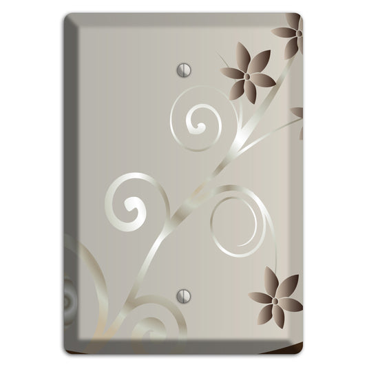 Grey Floral Swirl Sprig Blank Wallplate