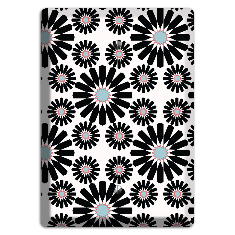 Dusty Blue Maroon Scandinavian Floral Blank Wallplate