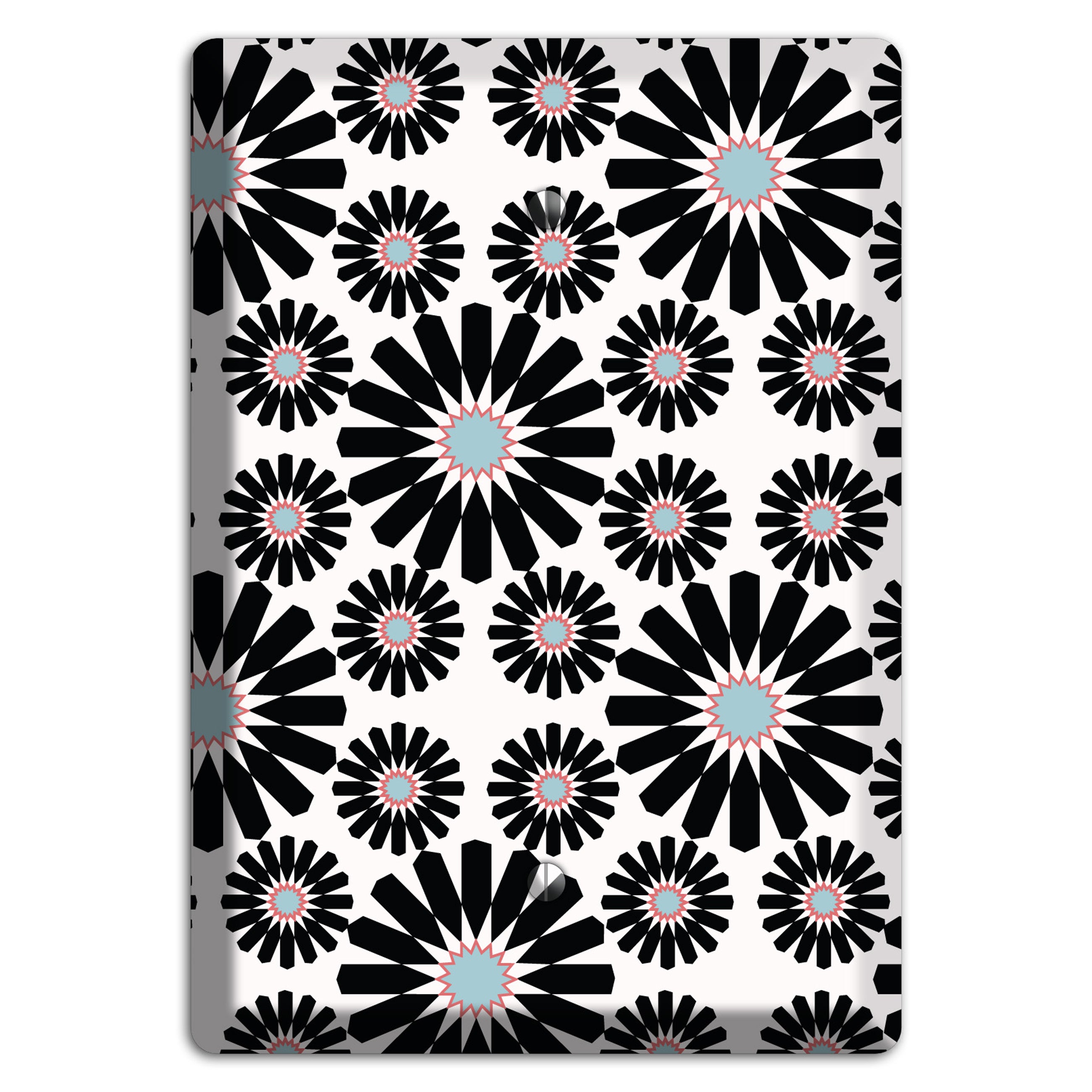 Dusty Blue Maroon Scandinavian Floral Blank Wallplate
