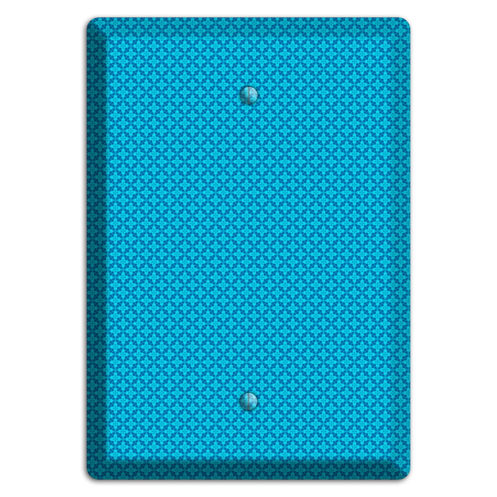 Multi Blue Checkered Quatrefoil Blank Wallplate