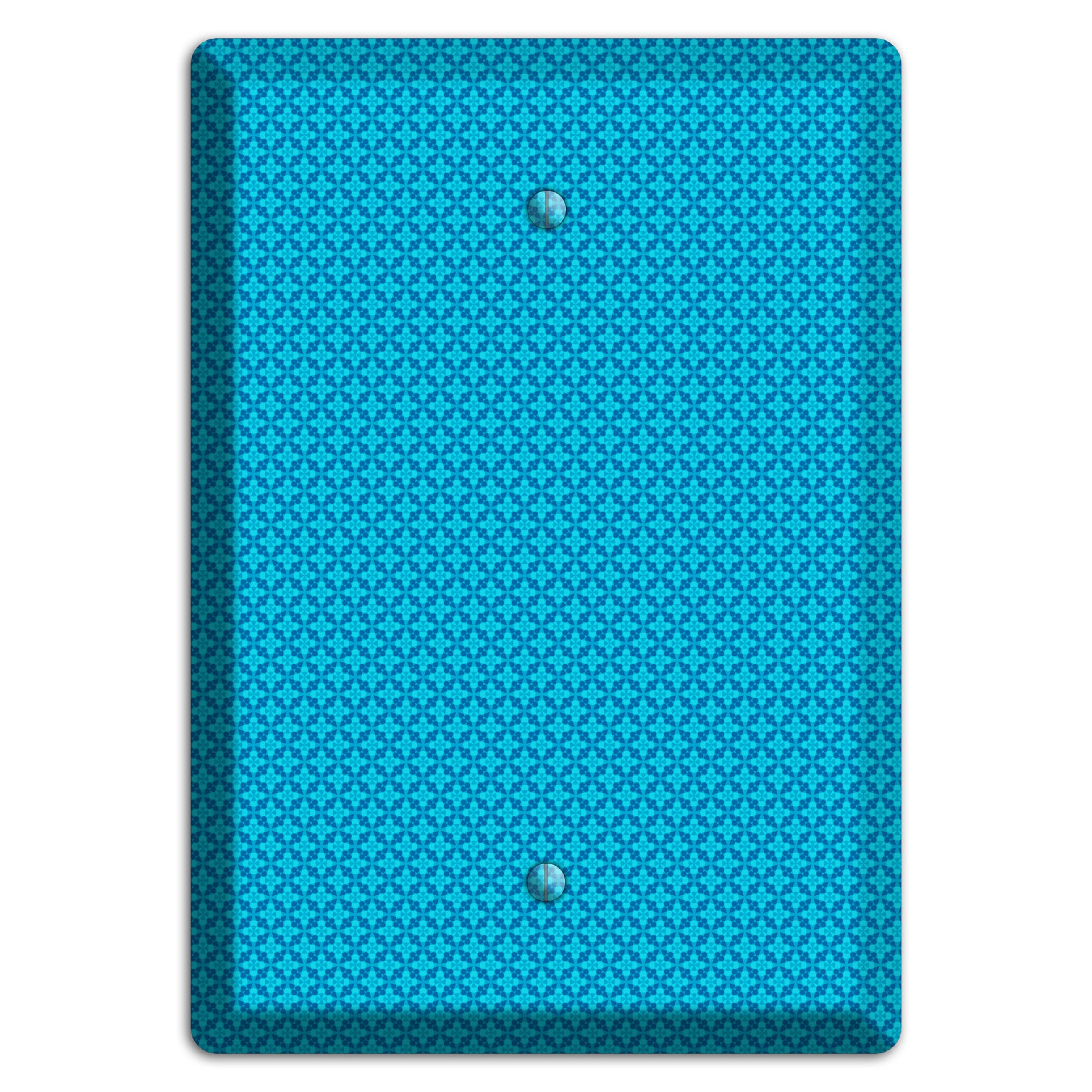 Multi Blue Checkered Quatrefoil Blank Wallplate