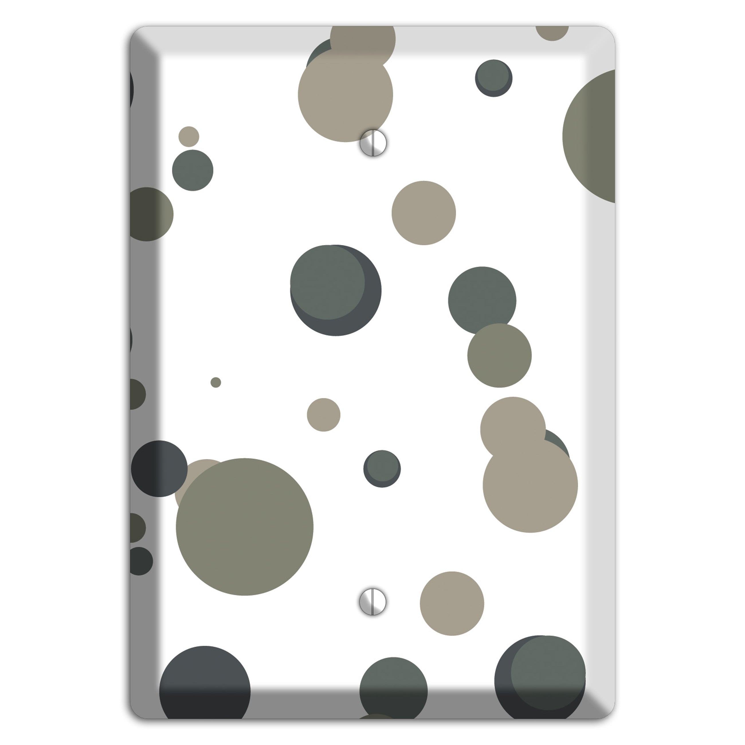 White with Multi Grey Medium Dots Blank Wallplate