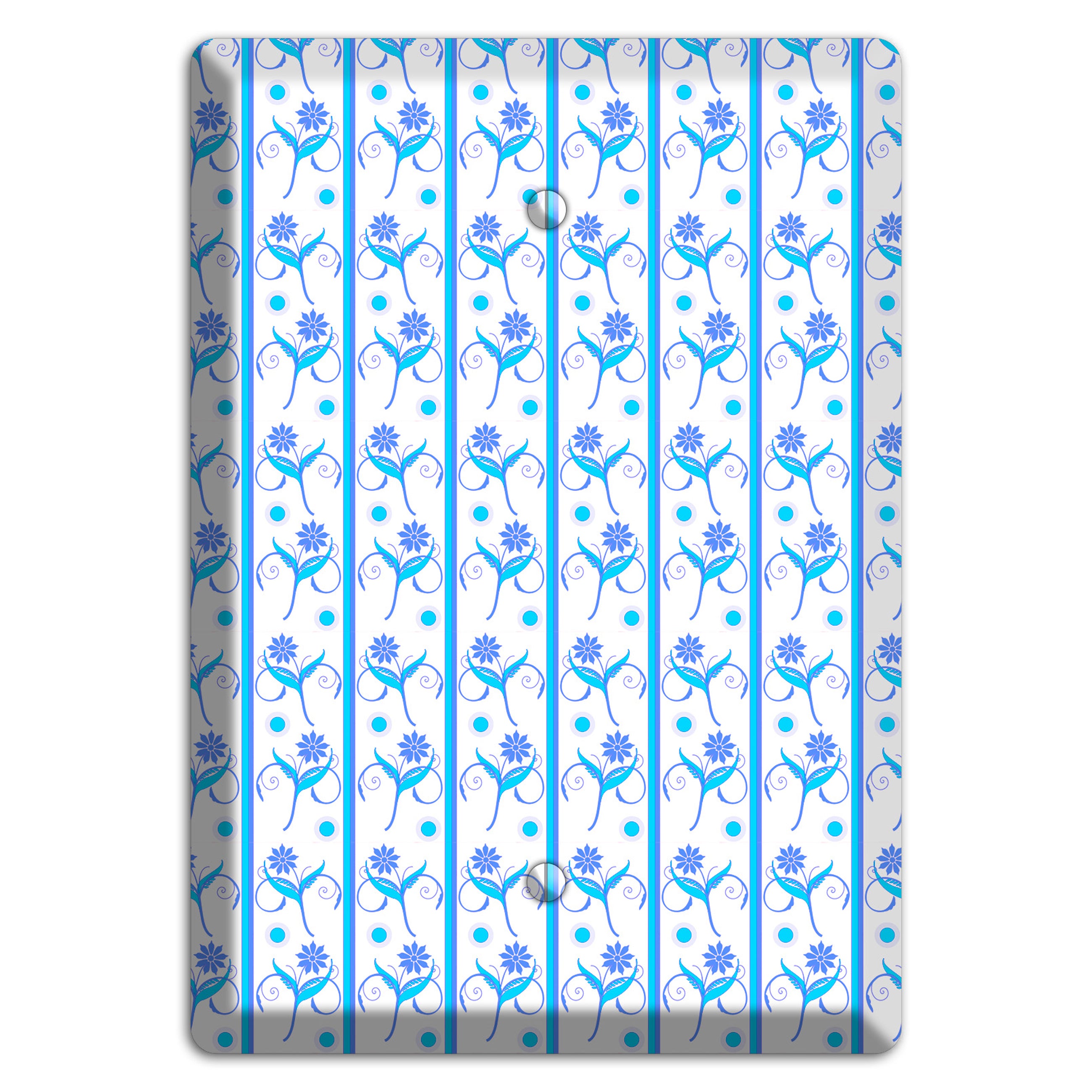 Blue Floral Pattern Blank Wallplate