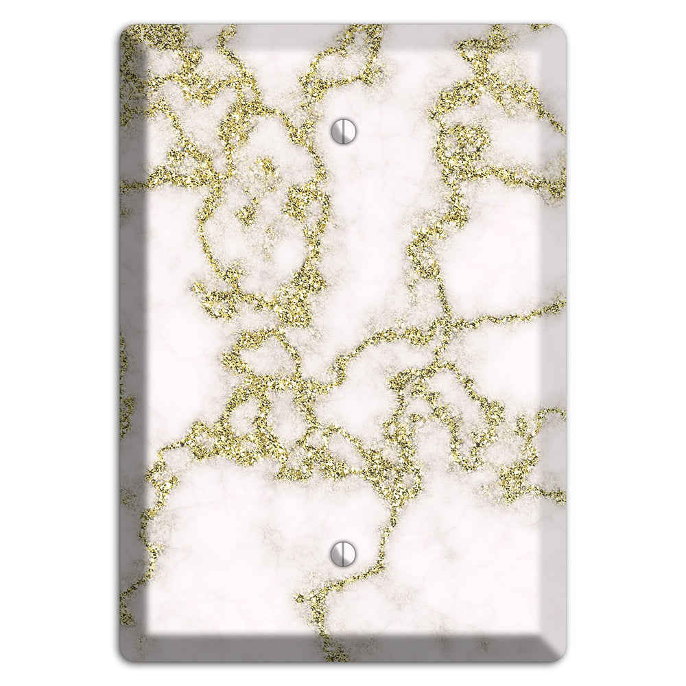 White and Gold Marble Shatter Blank Wallplate