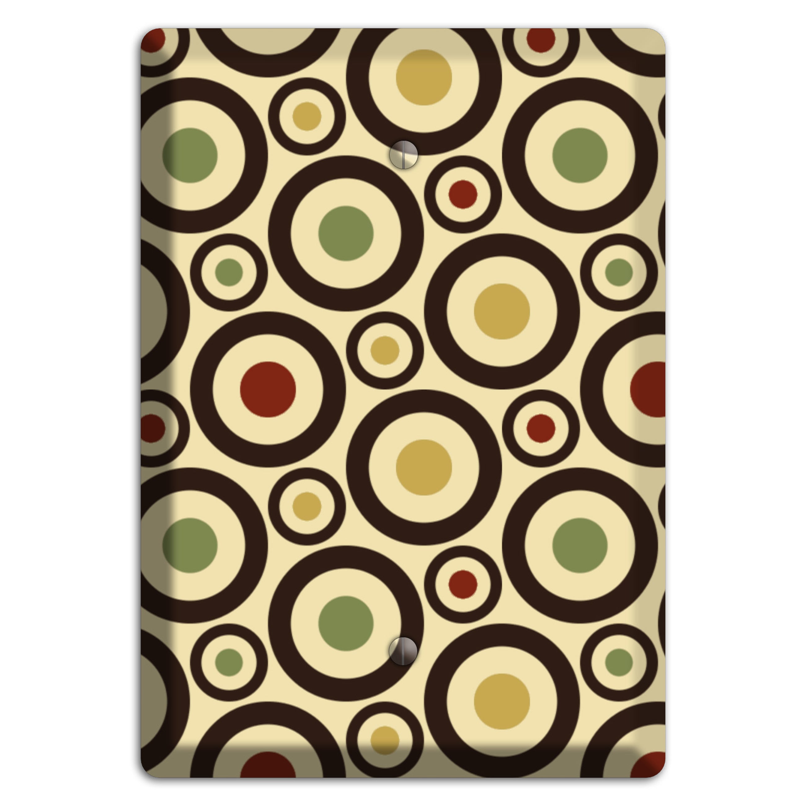 Beige with Olive Mustard Maroon Retro Bullseye Blank Wallplate