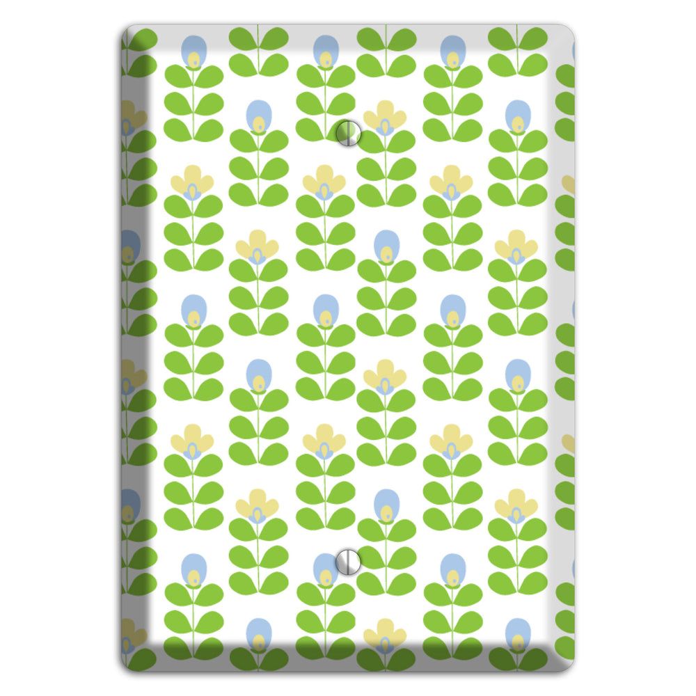 Periwinkle and Beige Deco Floral Half Drop Blank Wallplate