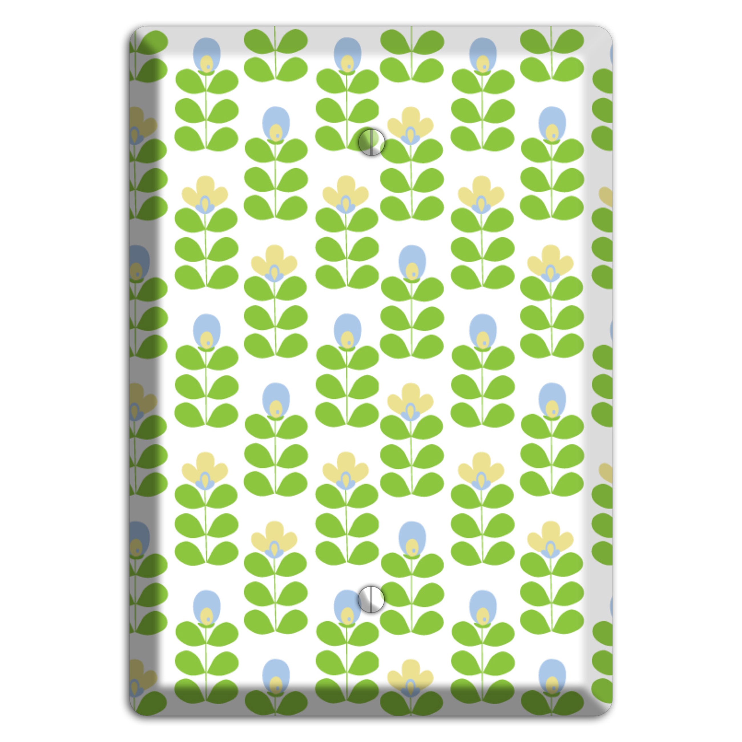 Periwinkle and Beige Deco Floral Half Drop Blank Wallplate