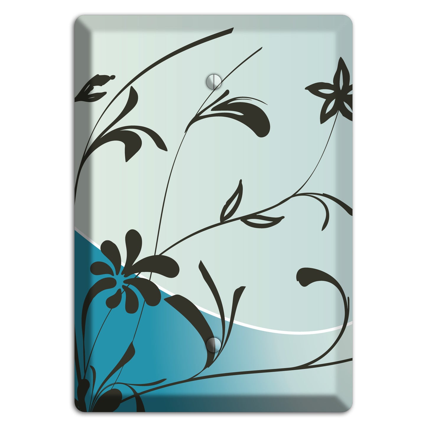 Blue-grey Floral Sprig Blank Wallplate