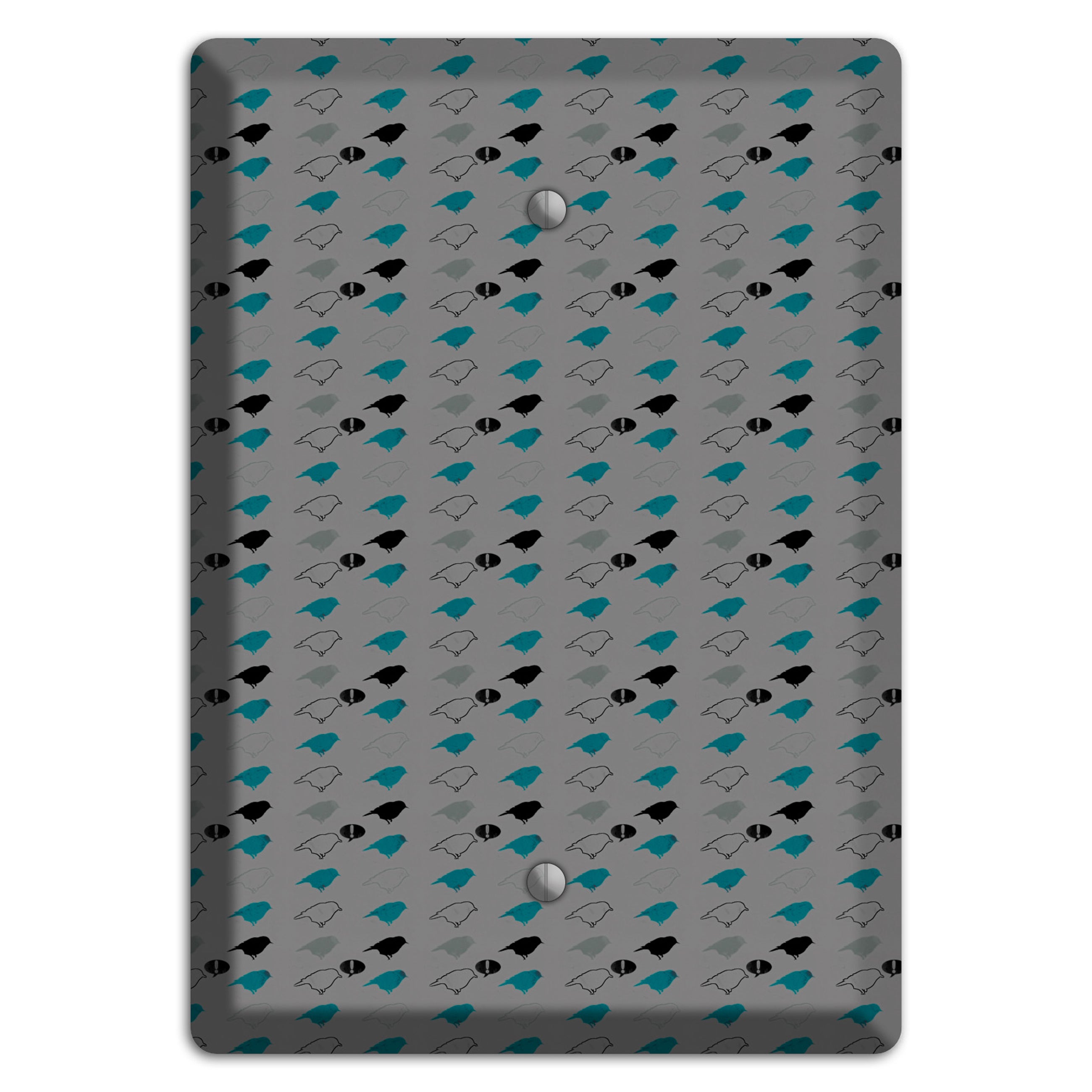 Grey with Small Green Birds 3 Blank Wallplate
