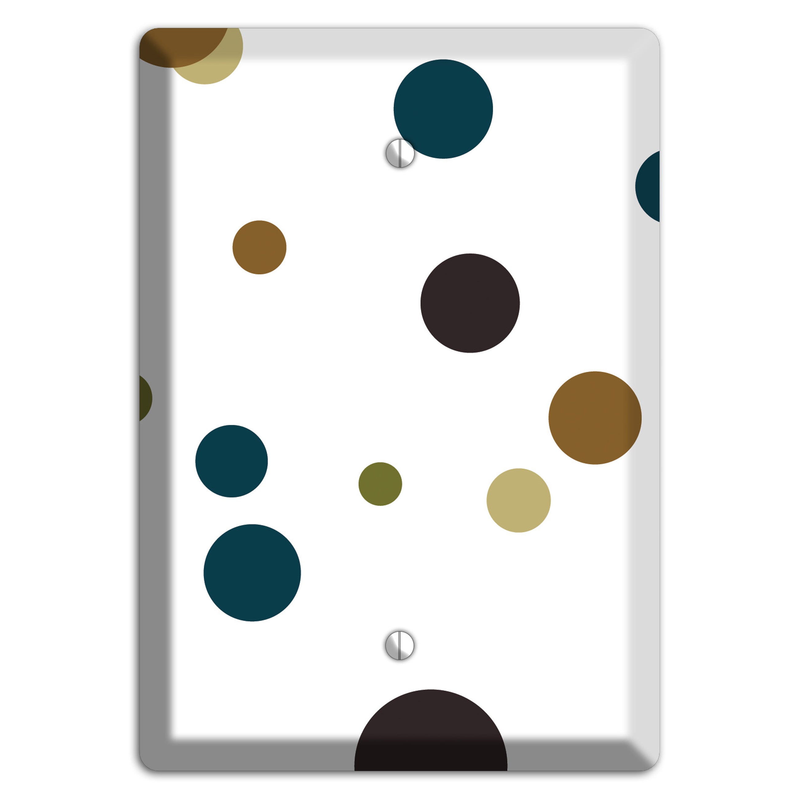 White With Multi Blue and Brown Medium Dots Blank Wallplate