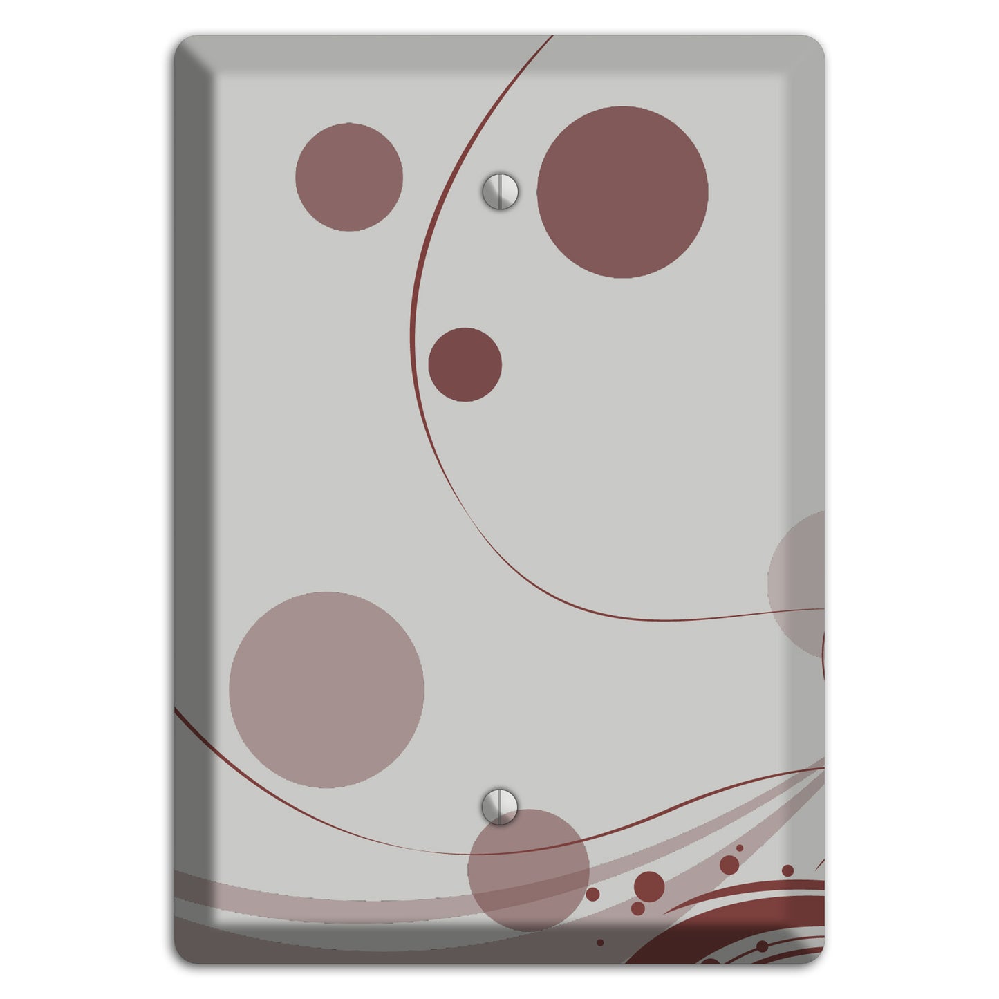 Grey with Maroon Dots and Swirls Blank Wallplate