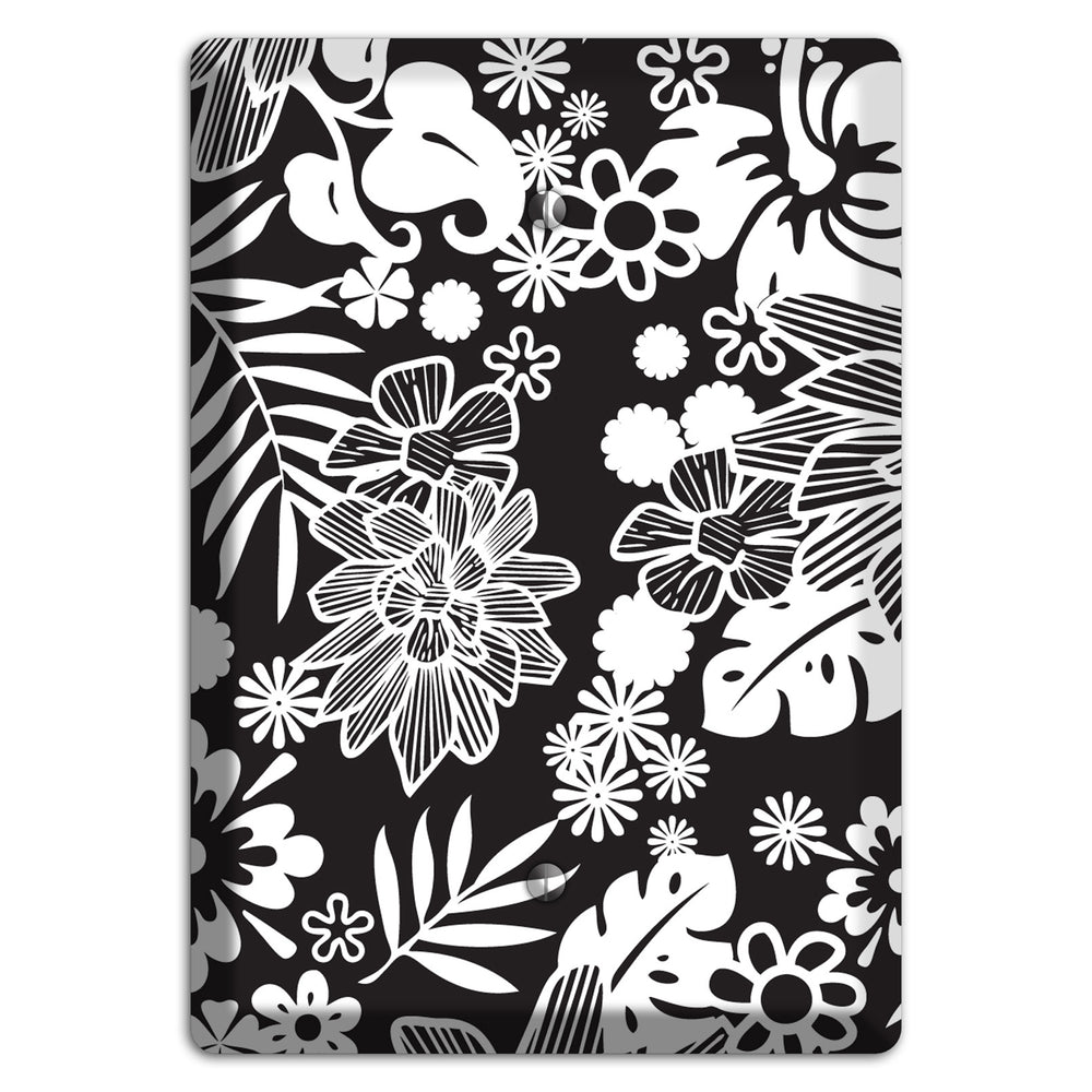 Black with White Tropical Blank Wallplate