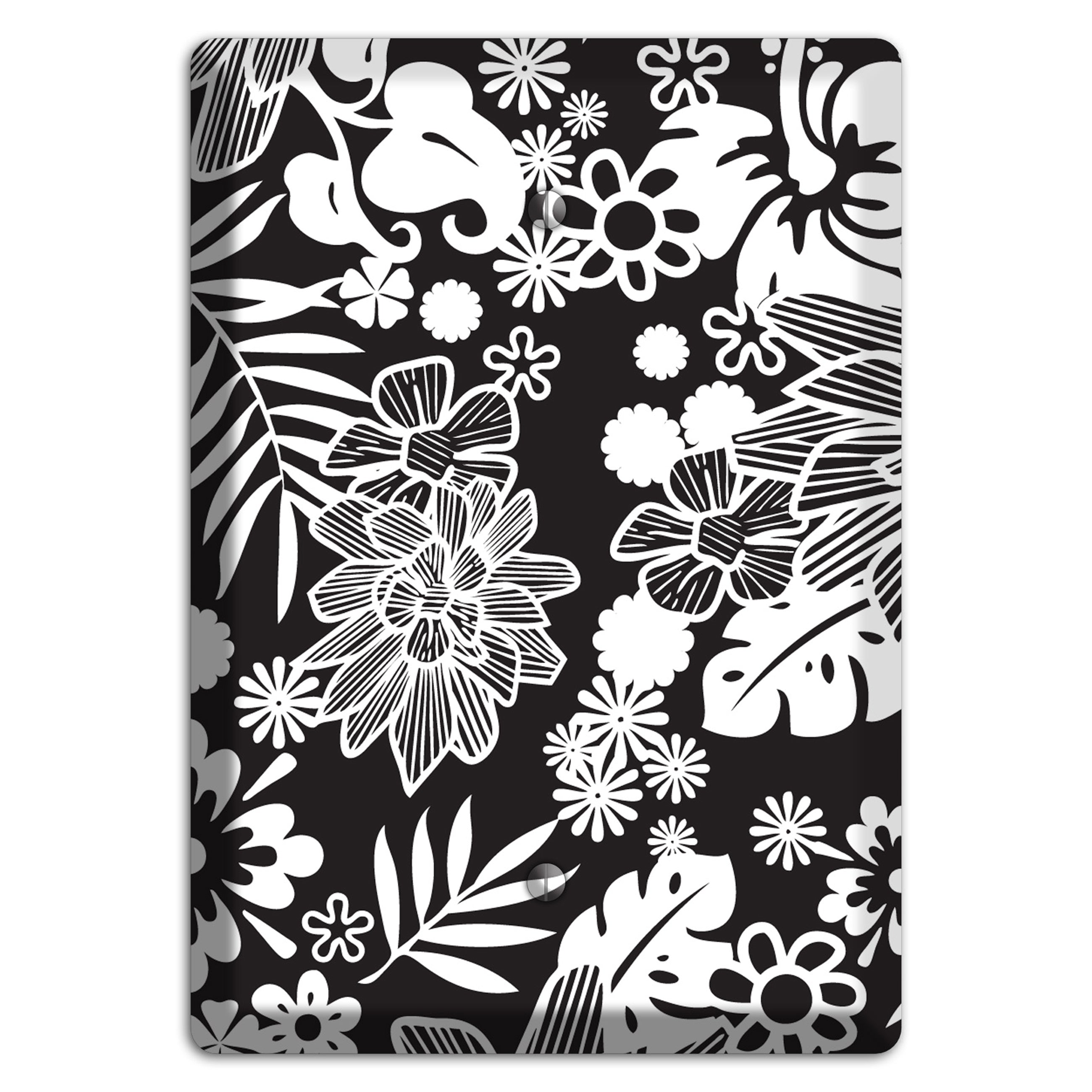 Black with White Tropical Blank Wallplate