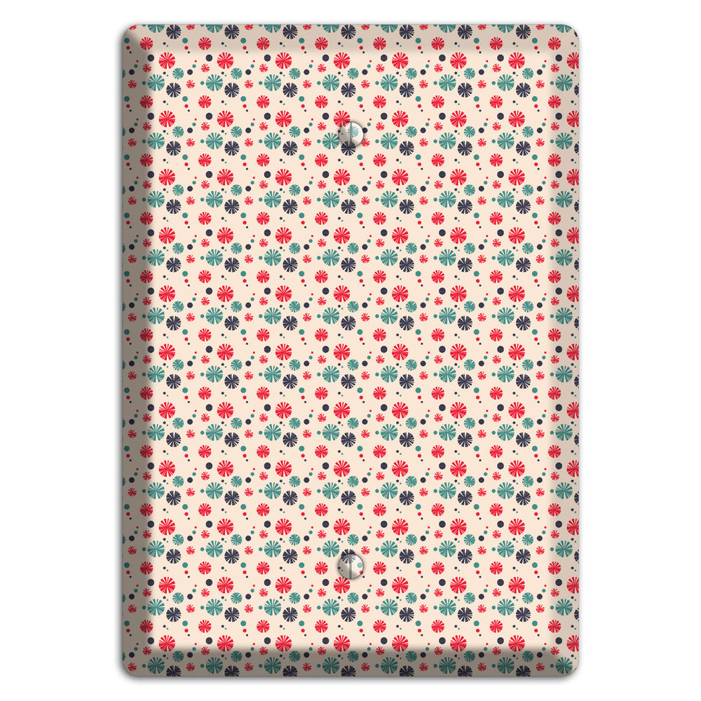 Off White with Red Green Blue Retro Bursts Blank Wallplate