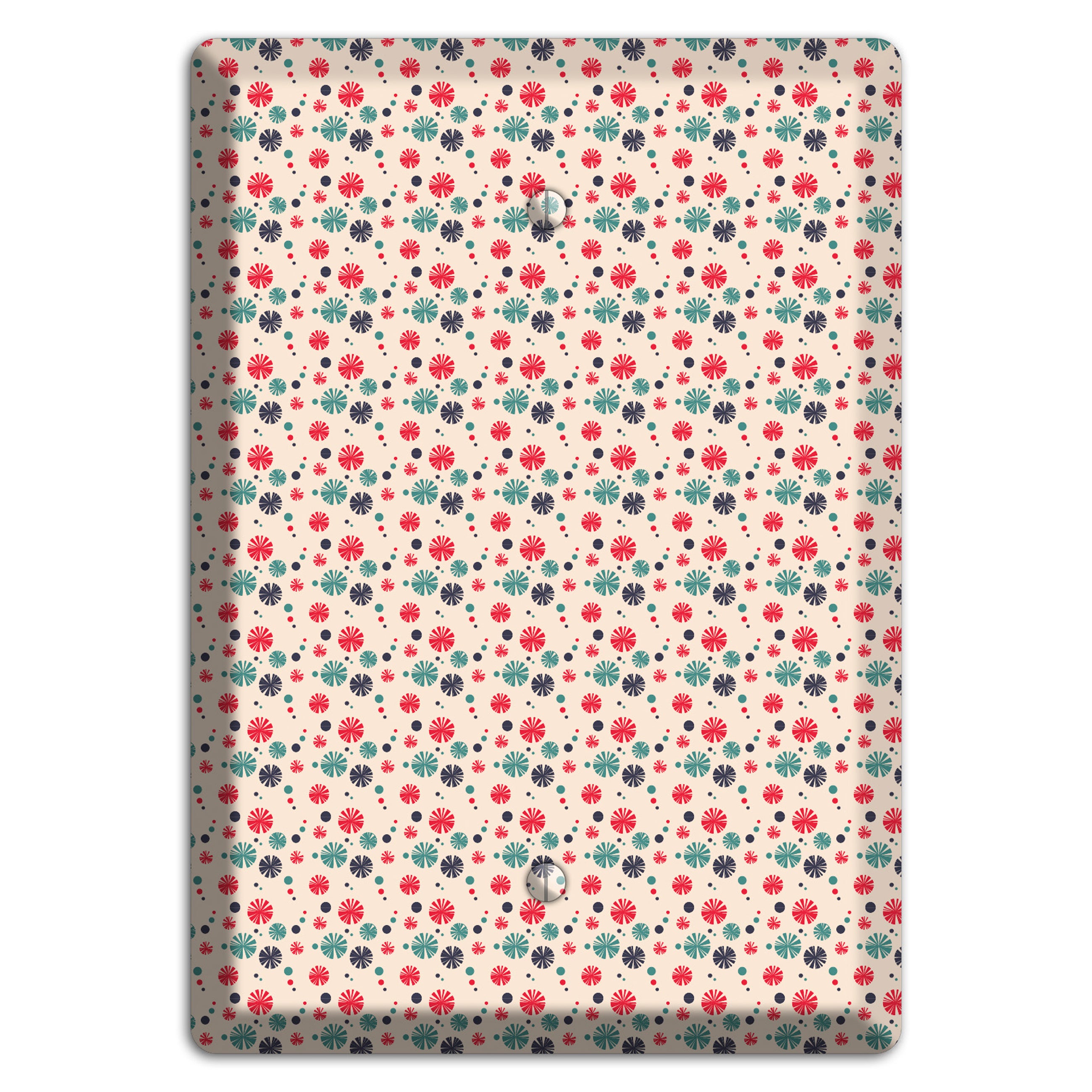 Off White with Red Green Blue Retro Bursts Blank Wallplate