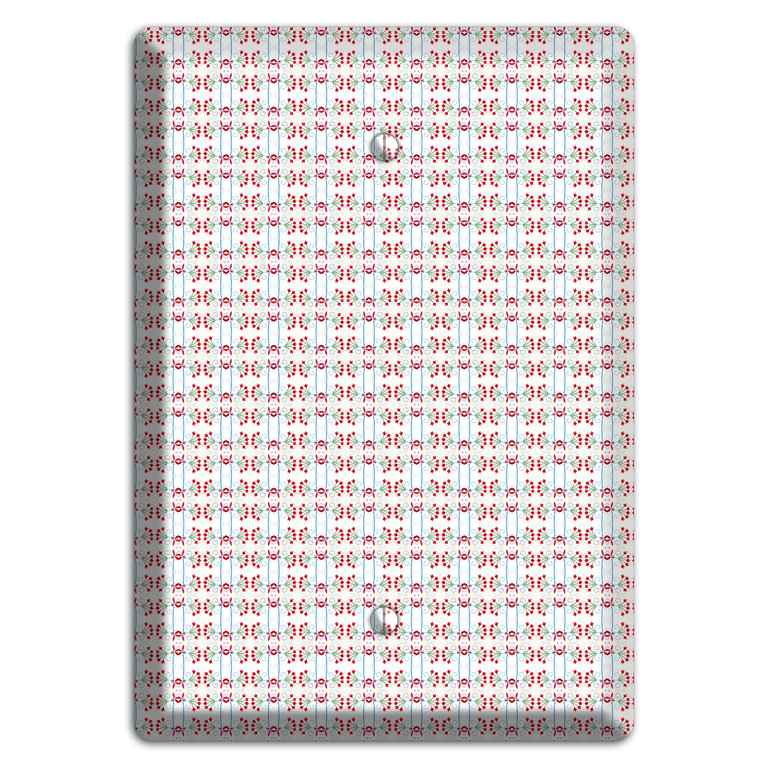 White with Red Blue Tapestry Blank Wallplate