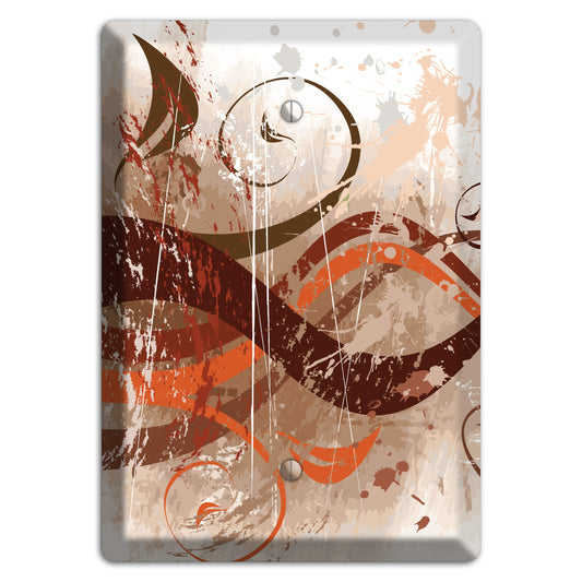 Brown Maroon Orange Swirl and Splatter Blank Wallplate