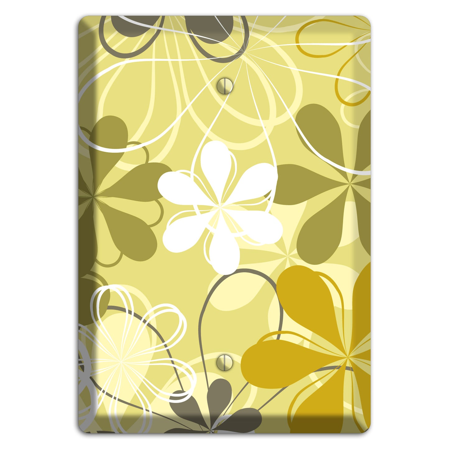 Olive Retro Flowers Blank Wallplate