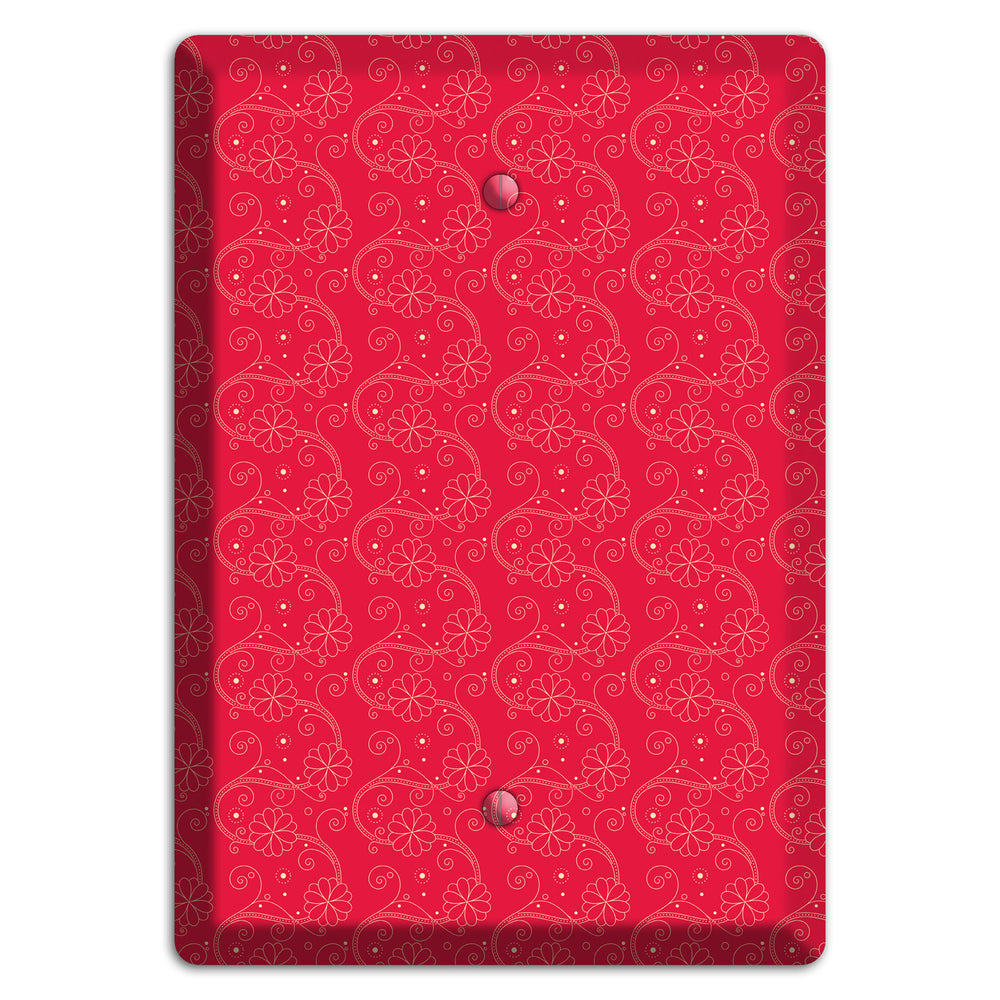 Tiny Red Floral Swirl Blank Wallplate