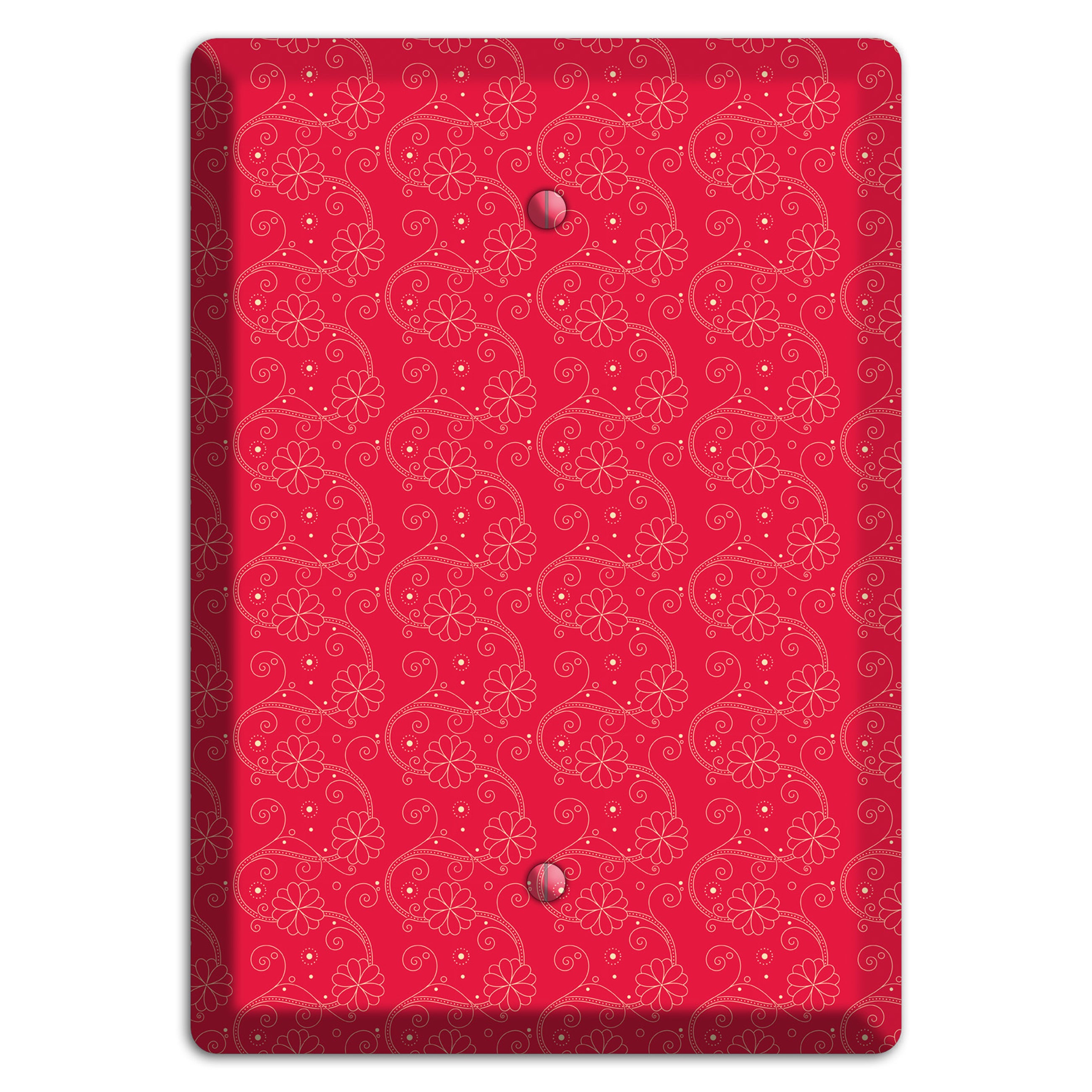 Tiny Red Floral Swirl Blank Wallplate