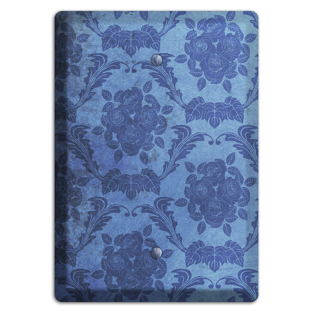 Polo Blue Vintage Rose Damask Blank Wallplate