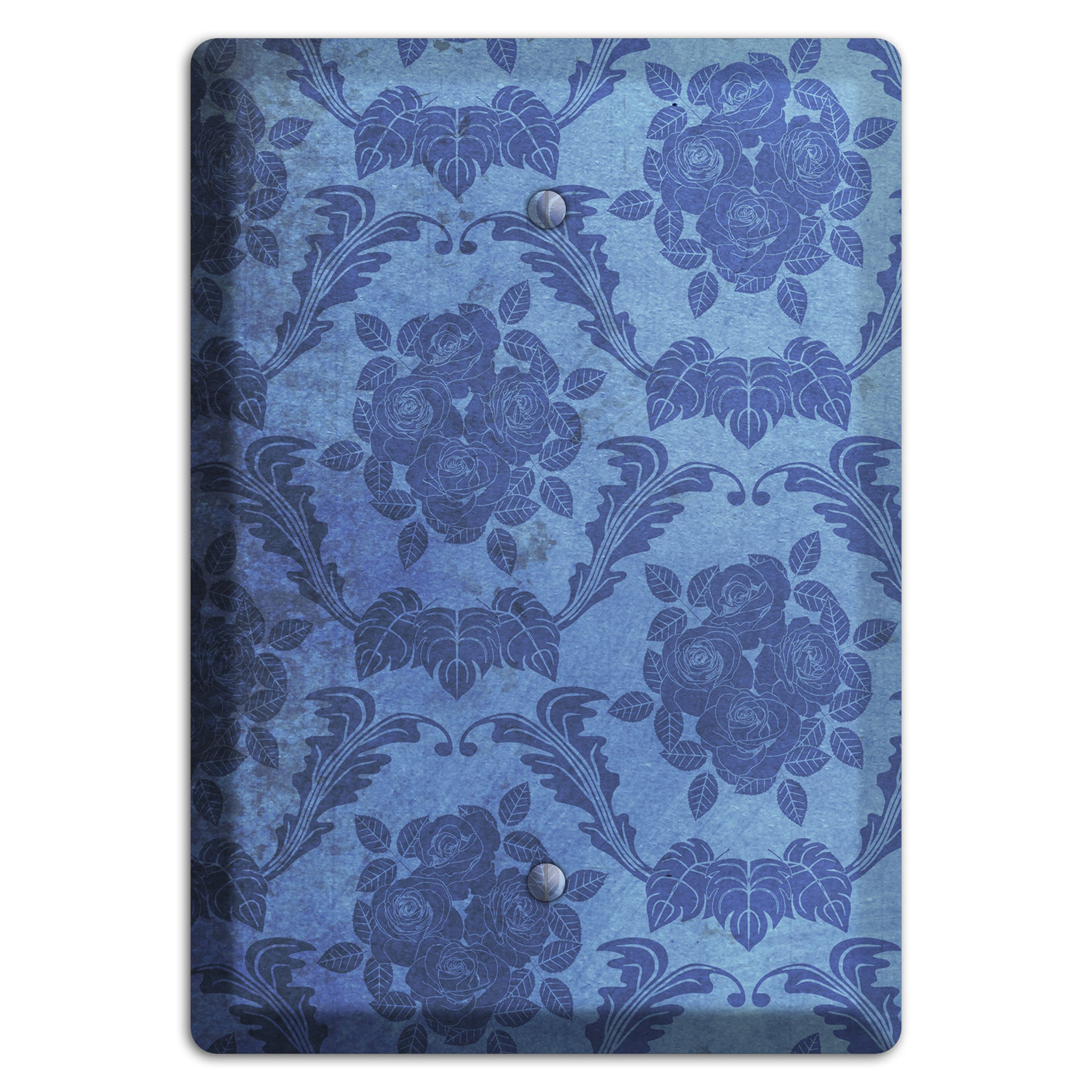 Polo Blue Vintage Rose Damask Blank Wallplate