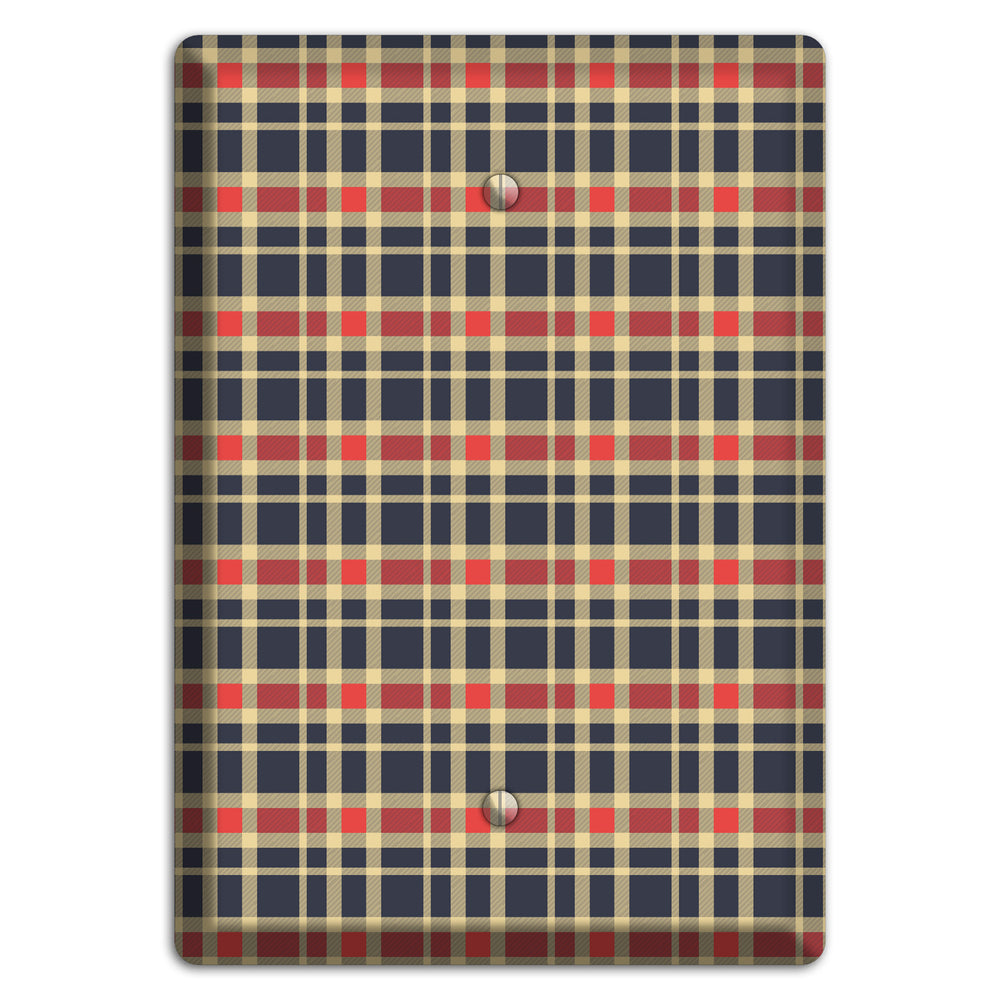 Maroon and Black Plaid 2 Blank Wallplate