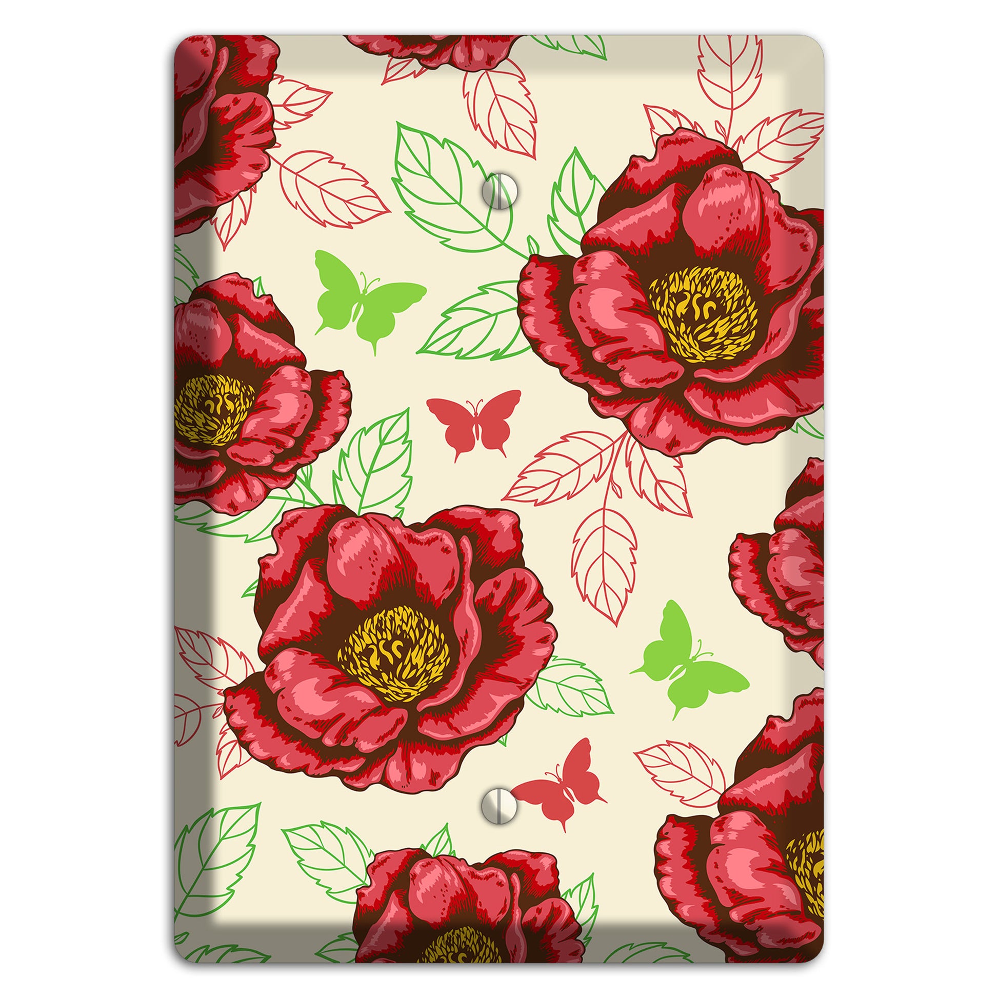 Red Peony Style B Blank Wallplate