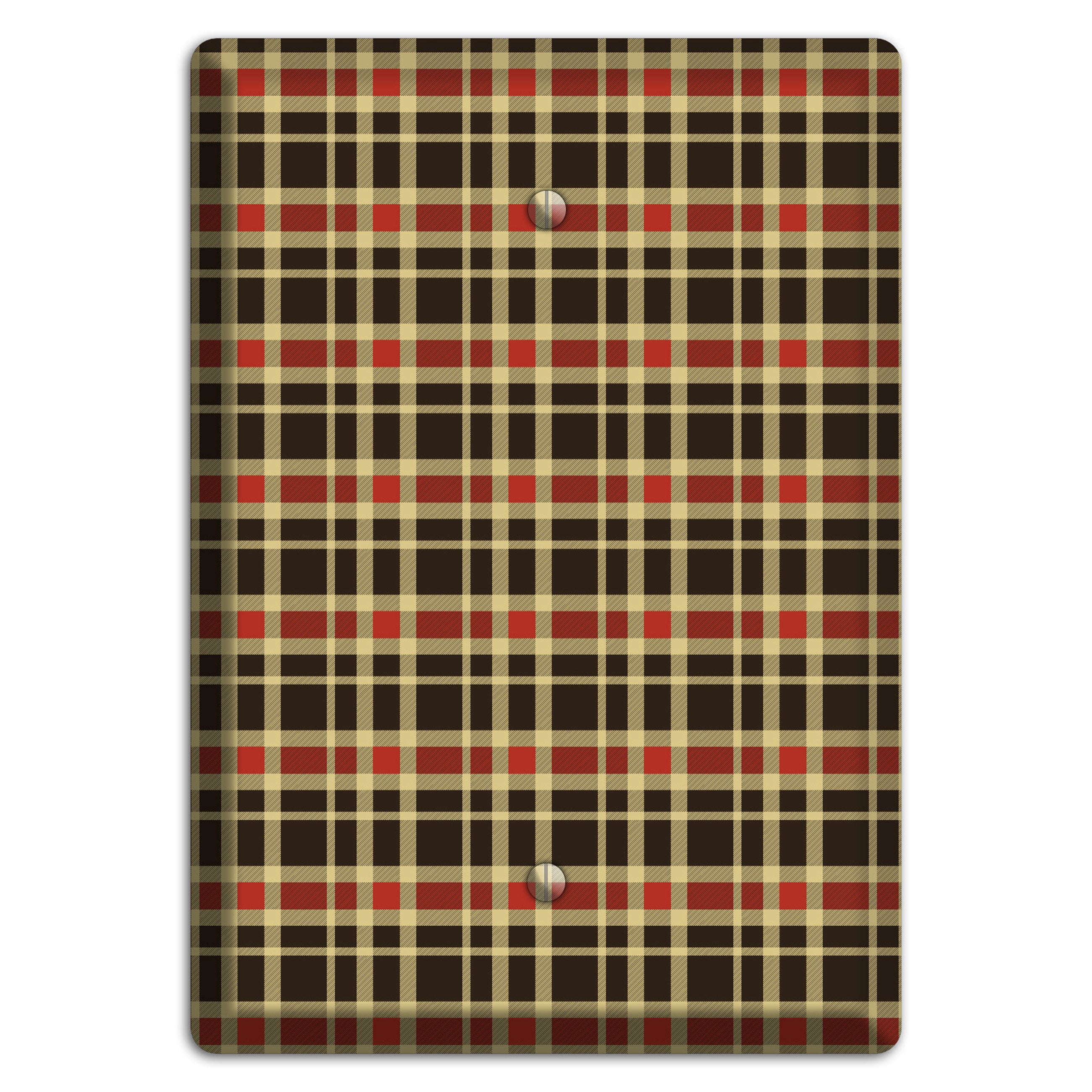Maroon and Black Plaid Blank Wallplate