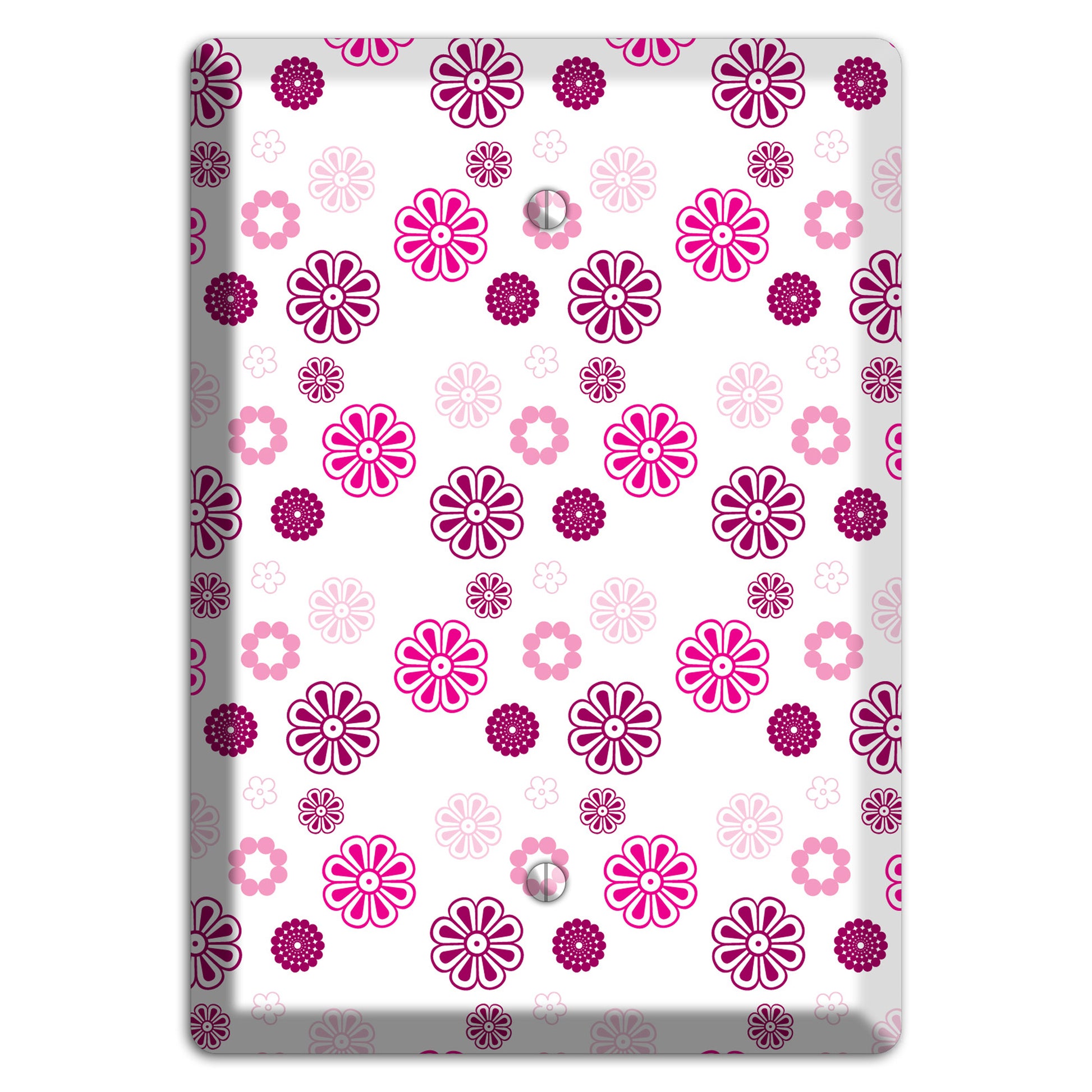 Maroon and Pink Retro Floral Blank Wallplate
