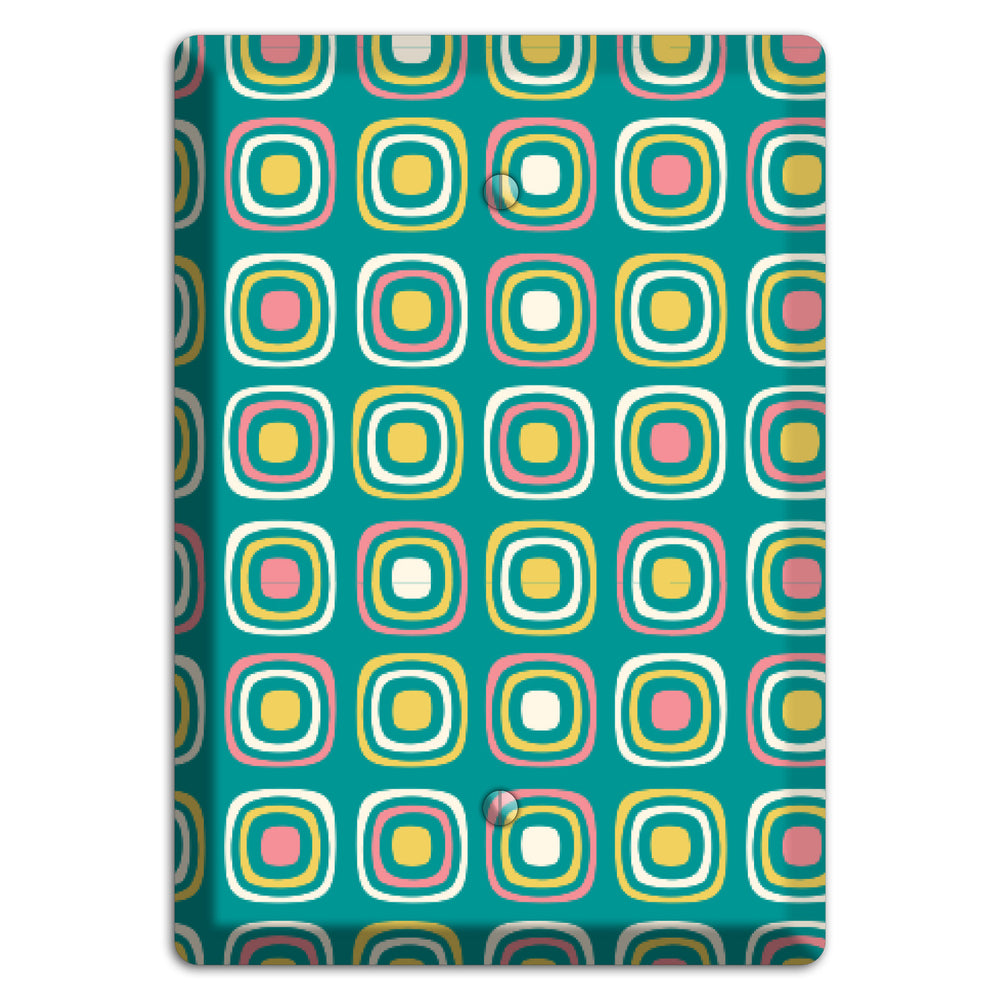 Mulri Teal Coral Lime Retro Squares Blank Wallplate