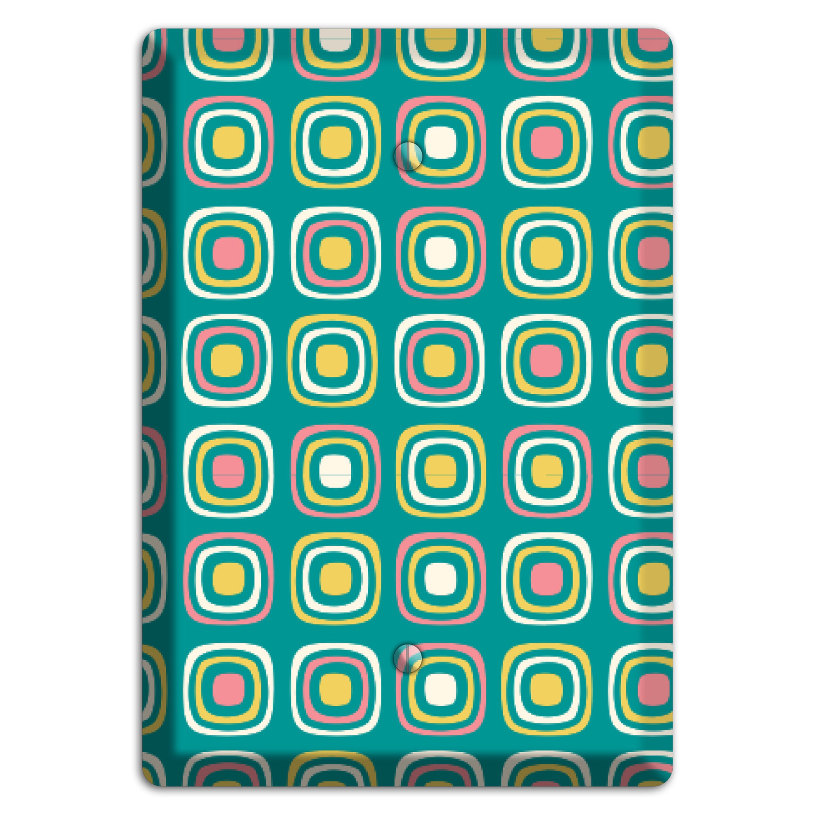 Mulri Teal Coral Lime Retro Squares Blank Wallplate