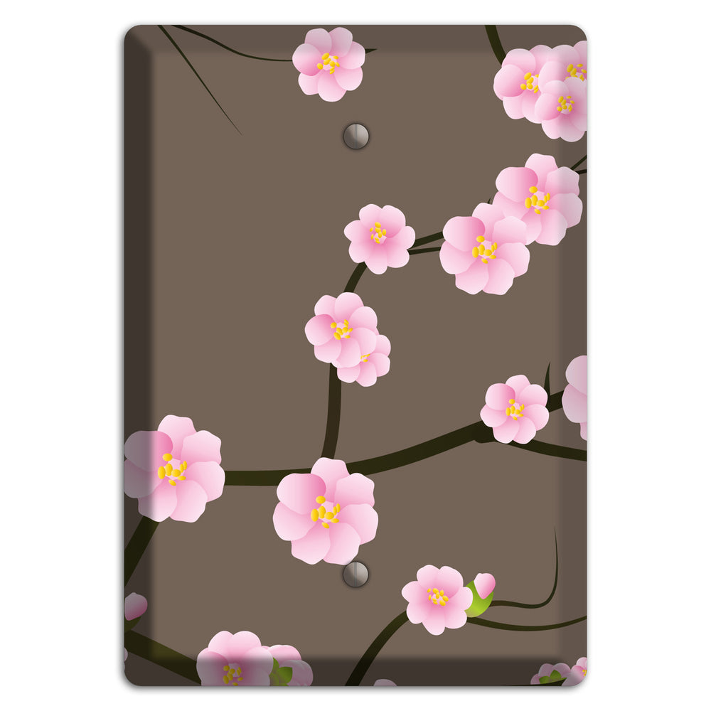 Pink and Brown Cherry Blossoms Blank Wallplate