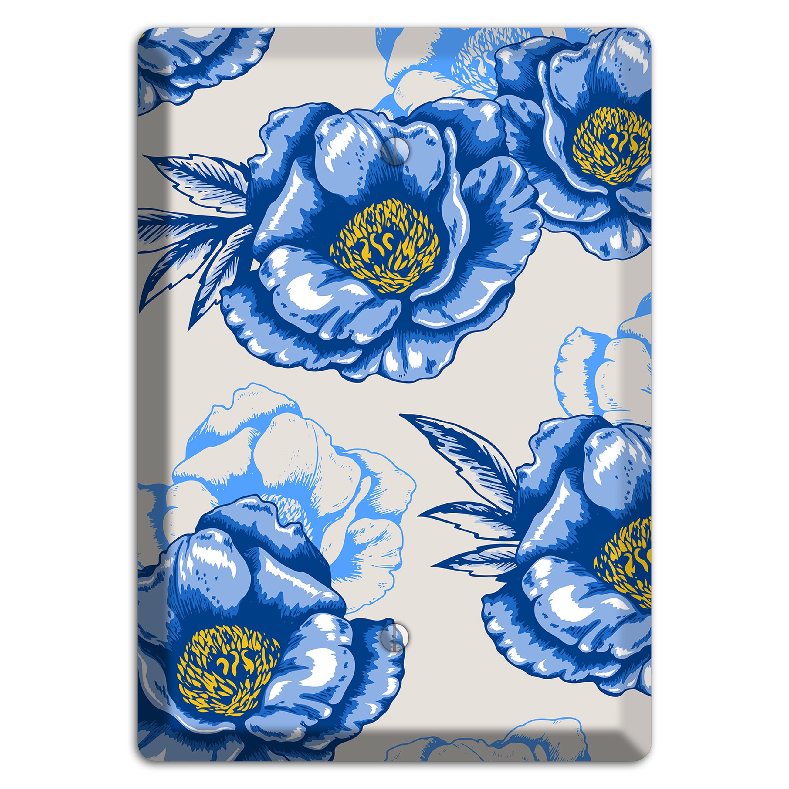 Blue Peony Blank Wallplate