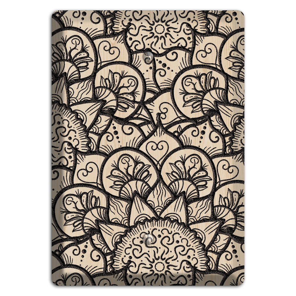 Mandala Black and White Style N Wood Lasered Blank Wallplate