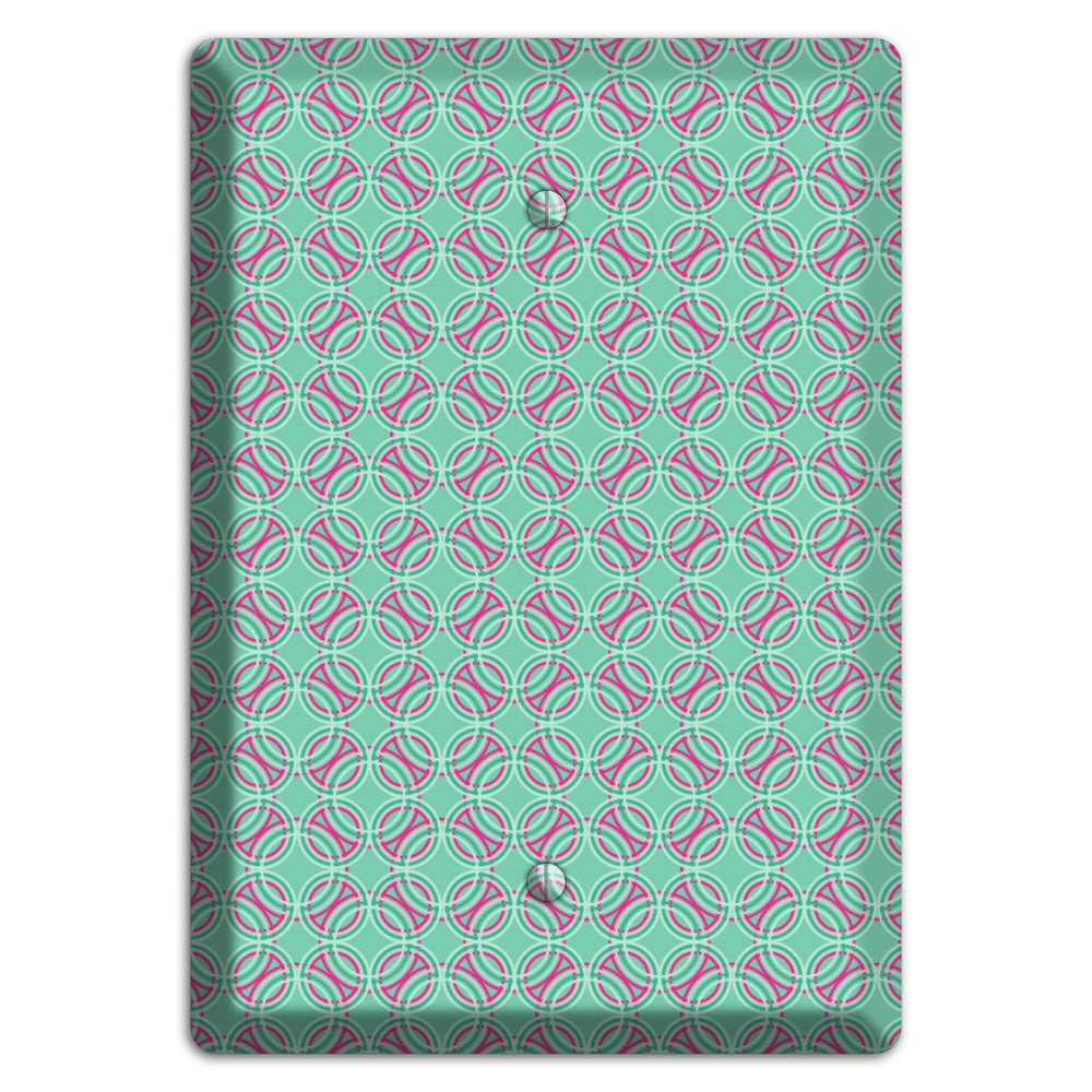 Multi Aqua with Fuschia Concentric Circles Overlay Blank Wallplate