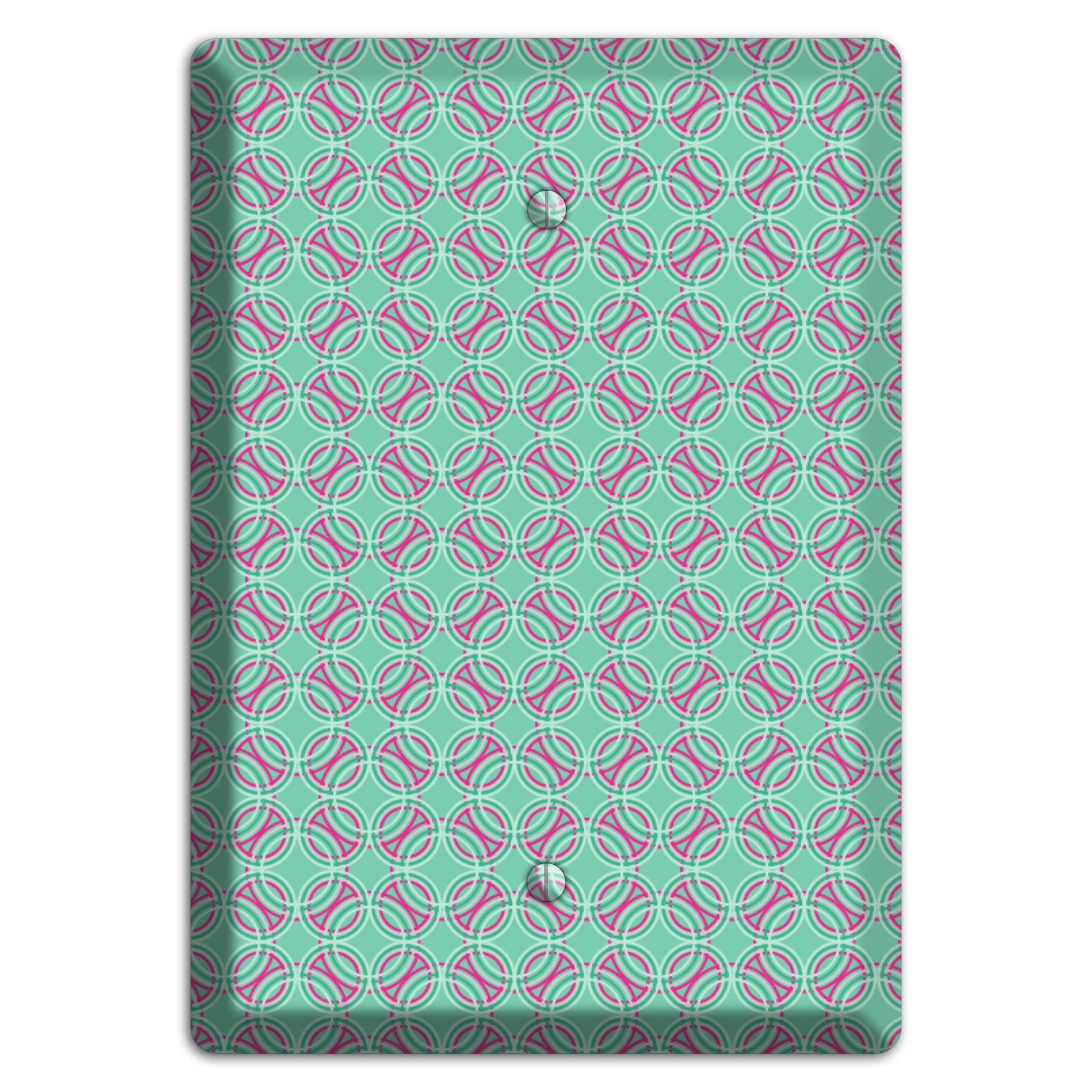 Multi Aqua with Fuschia Concentric Circles Overlay Blank Wallplate