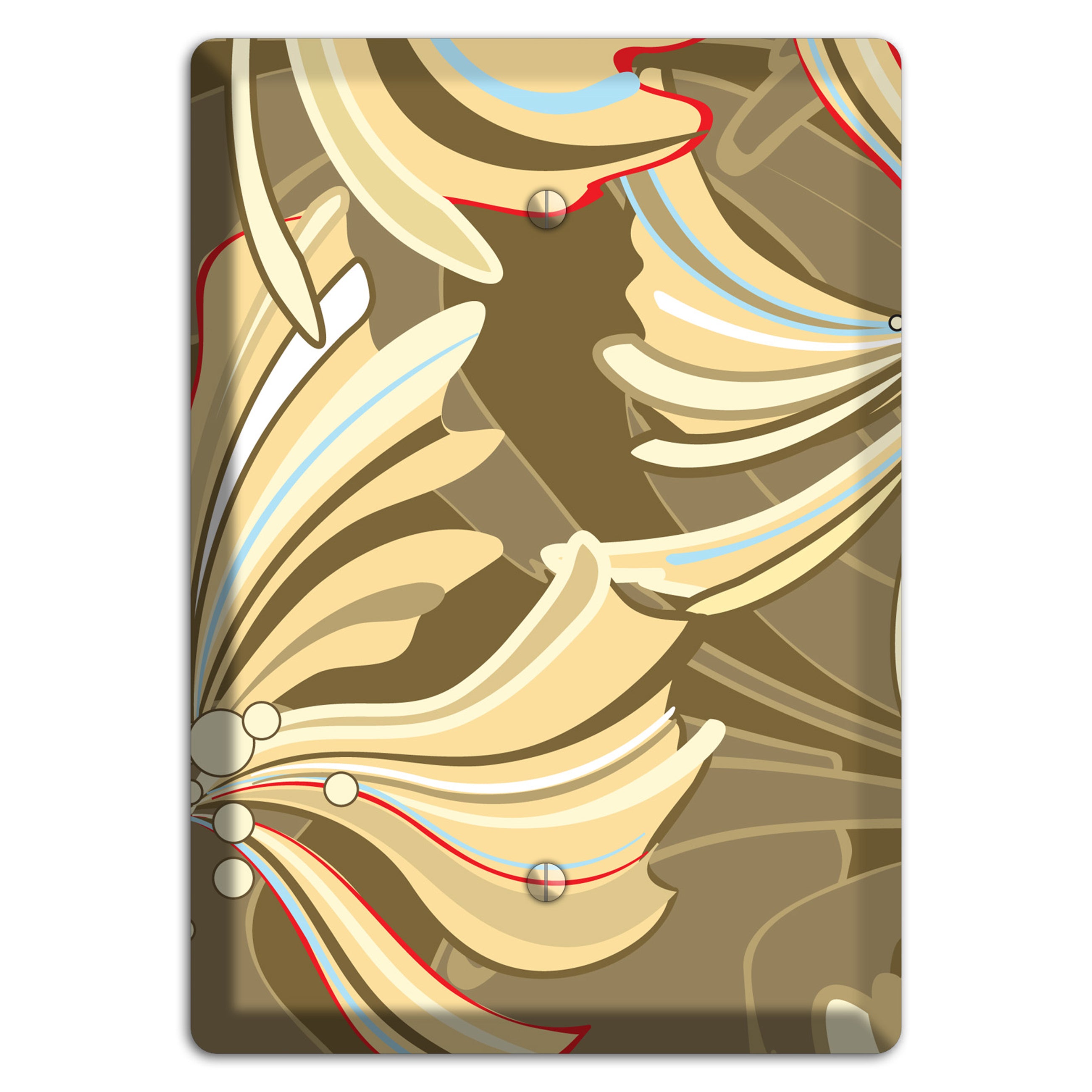 Brown Deco Blossoms Blank Wallplate