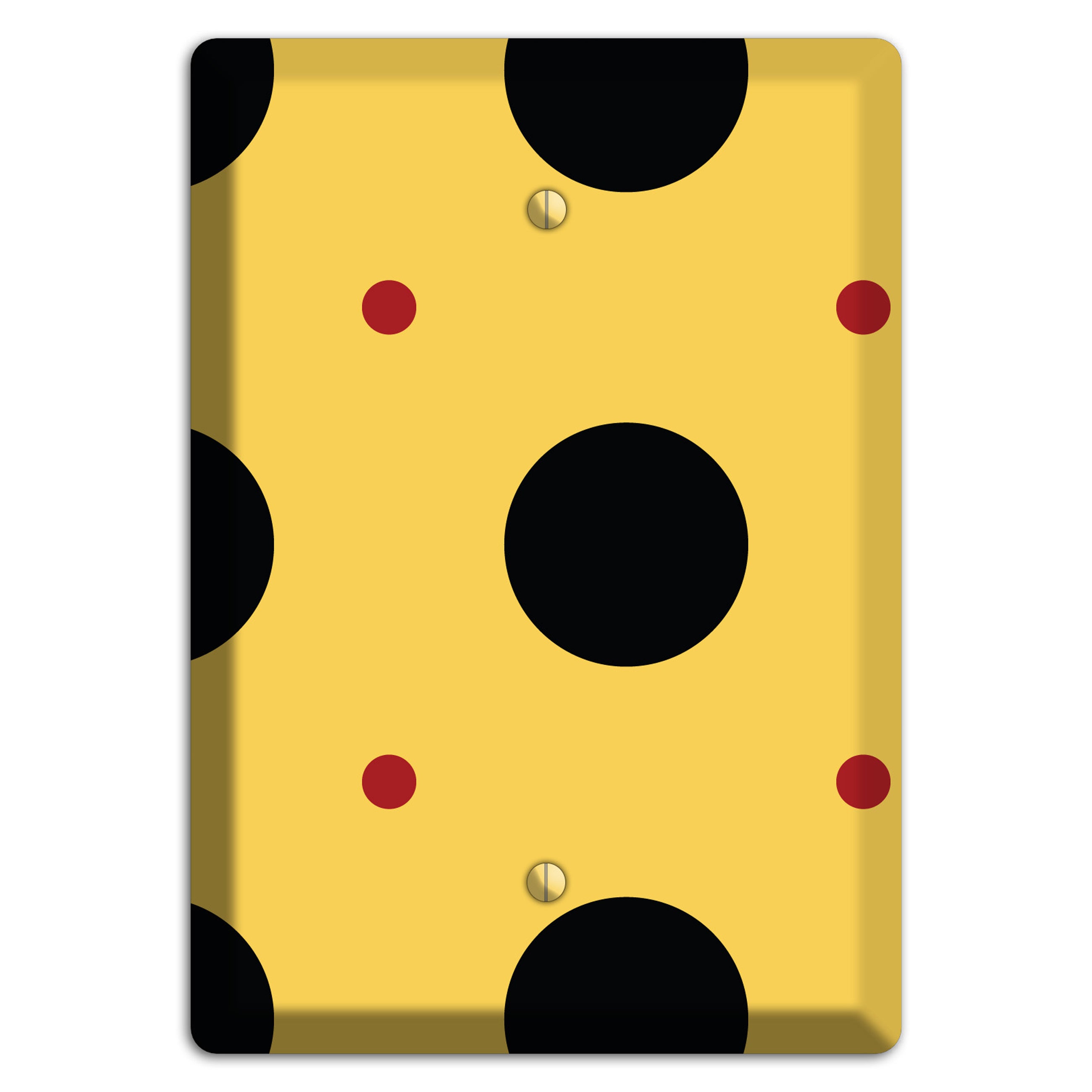 Yellow with Black and Red Multi Tiled Medium Dots Blank Wallplate