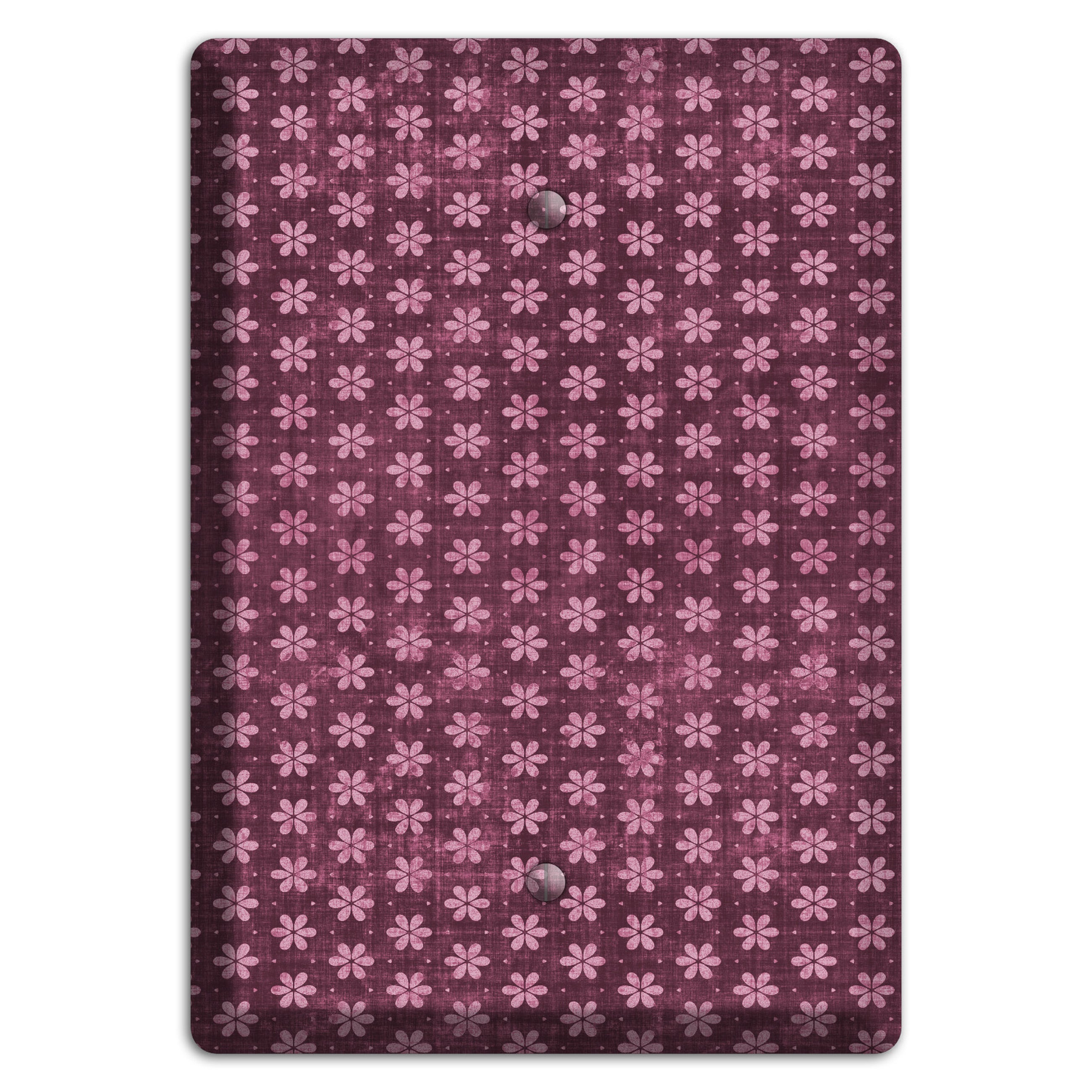 Burgundy Grunge Floral Contour Blank Wallplate